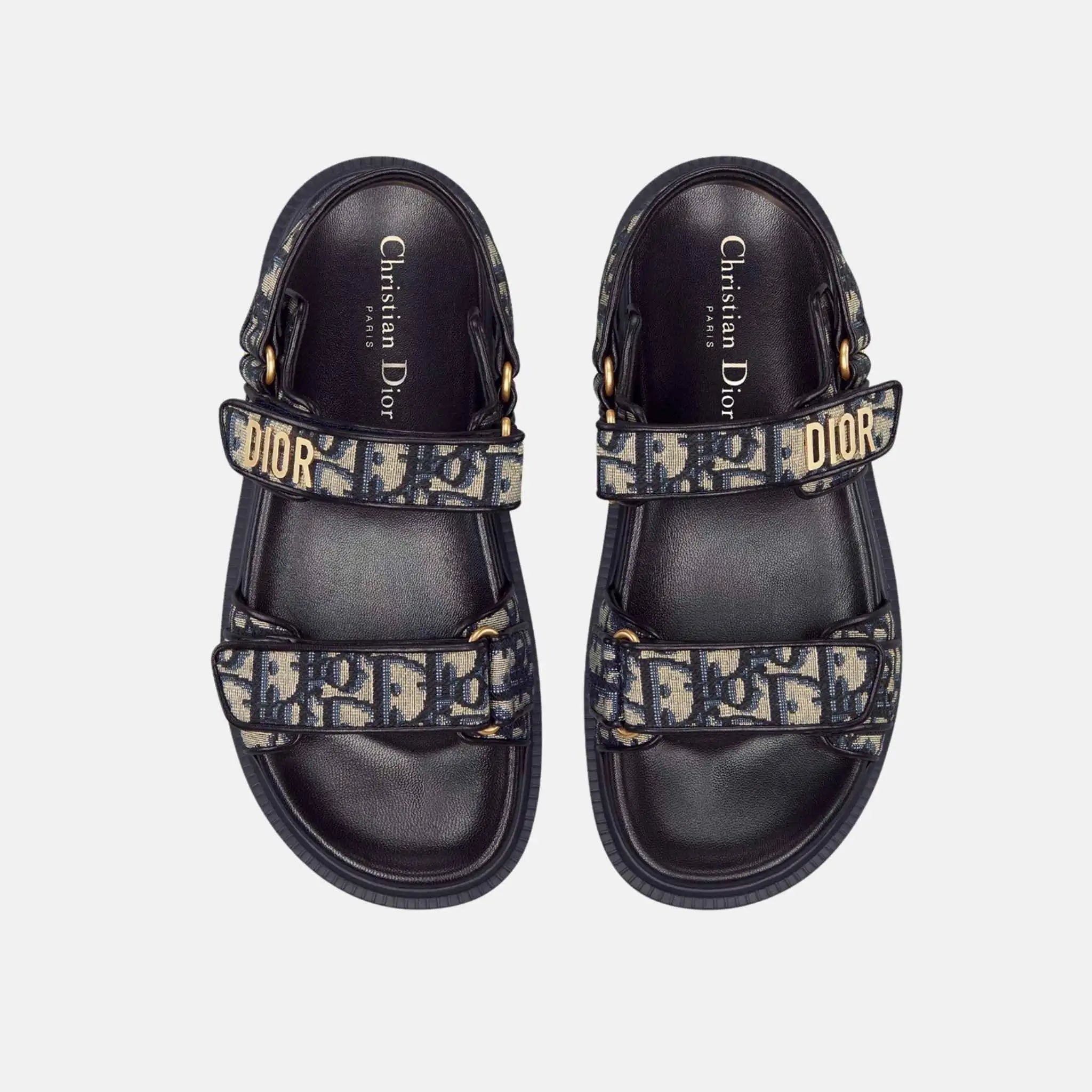 Dioract Sandal In Cotton Embroidered With Oblique Motif