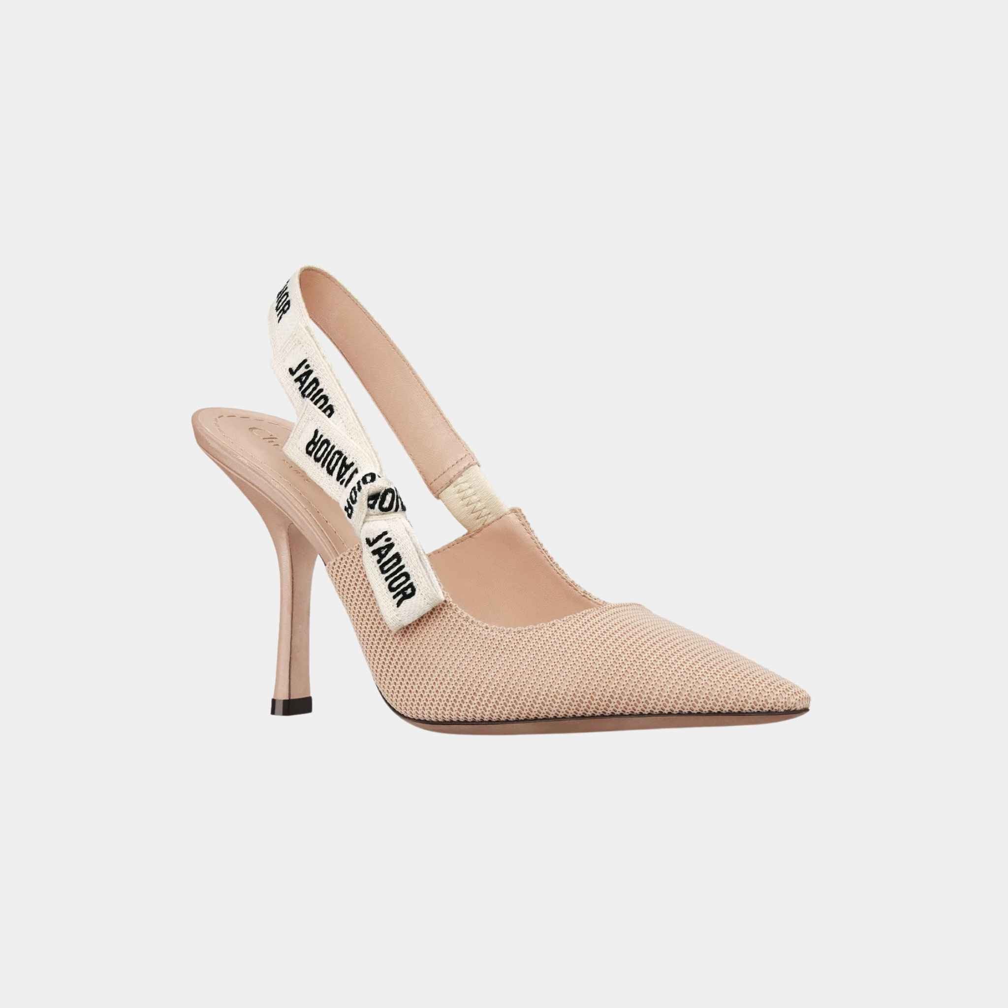 Dior J'Adior Slingback Pump Heels With Nude Technical Fabric, Front and Side