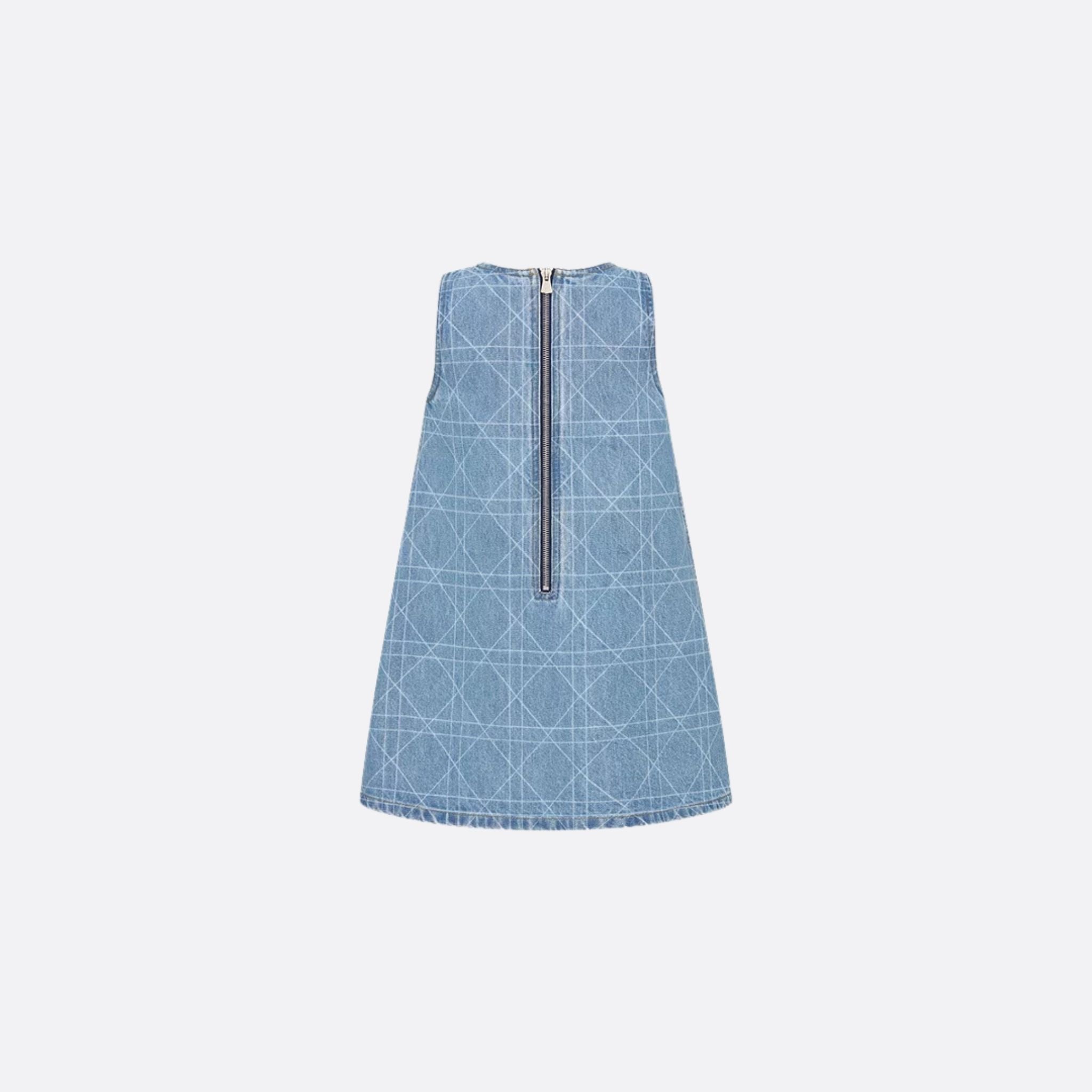 Kids A Line Dress Blue Cannage Cotton Denim