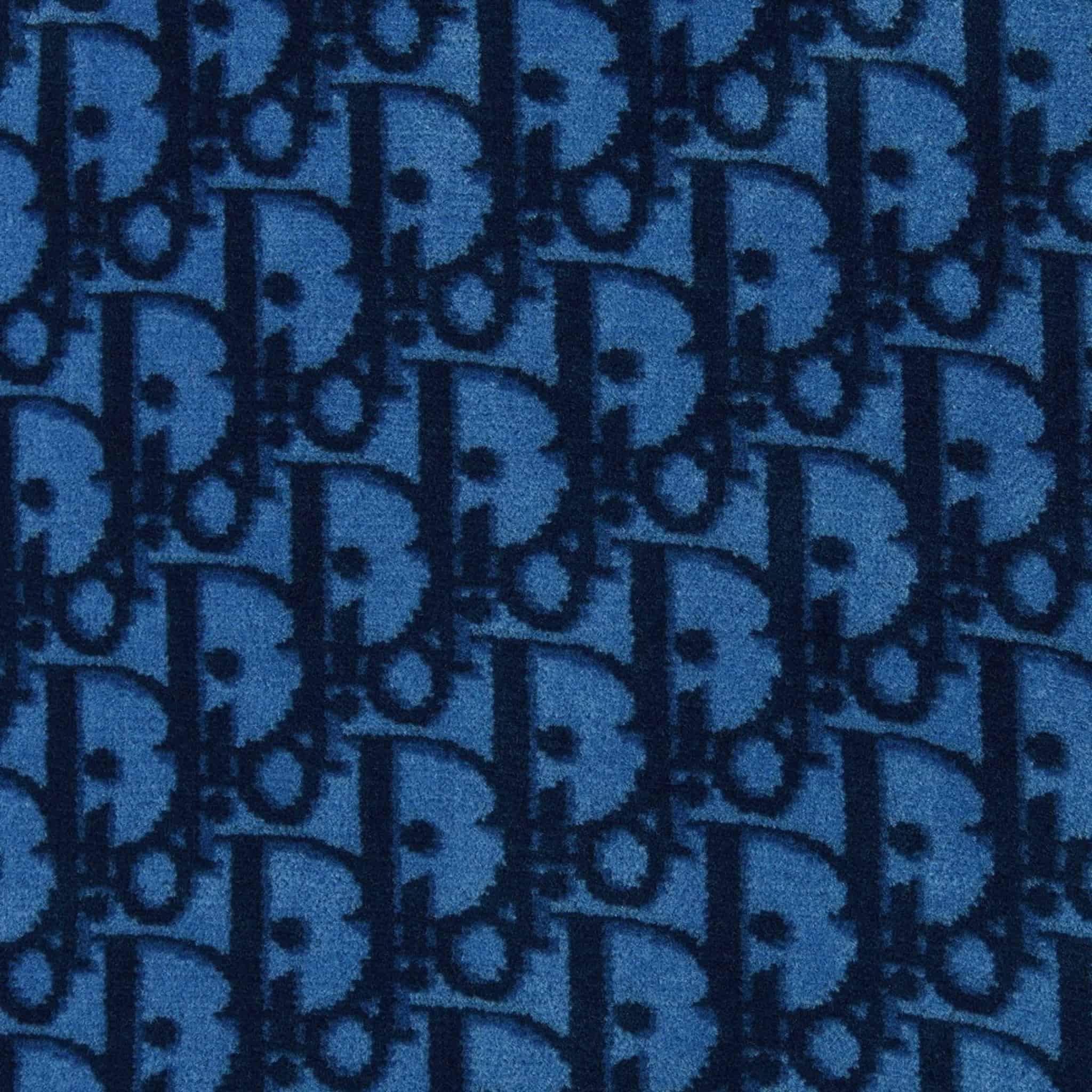 Kids A Line Dress Blue Dior Oblique Velvet Jacquard