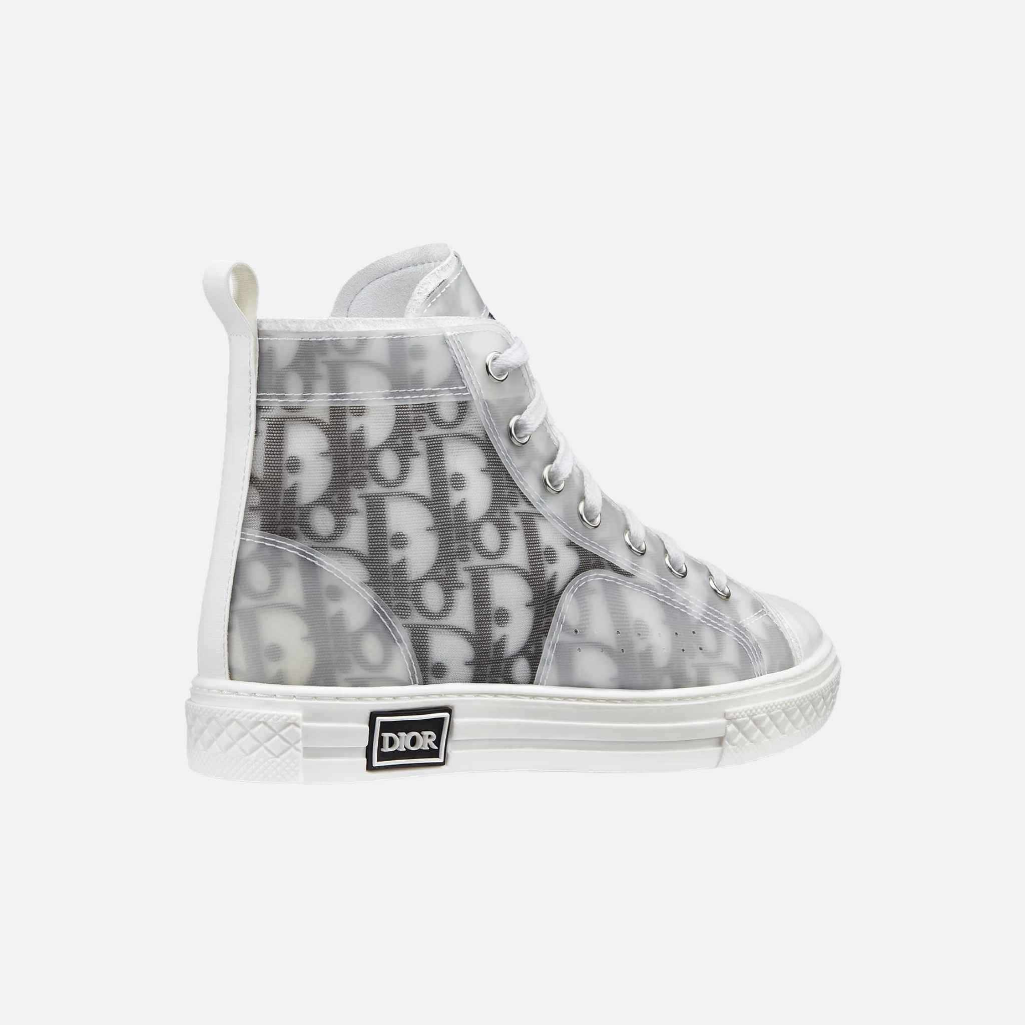 Kids B23 High-Top Sneaker in White Black Oblique Canvas