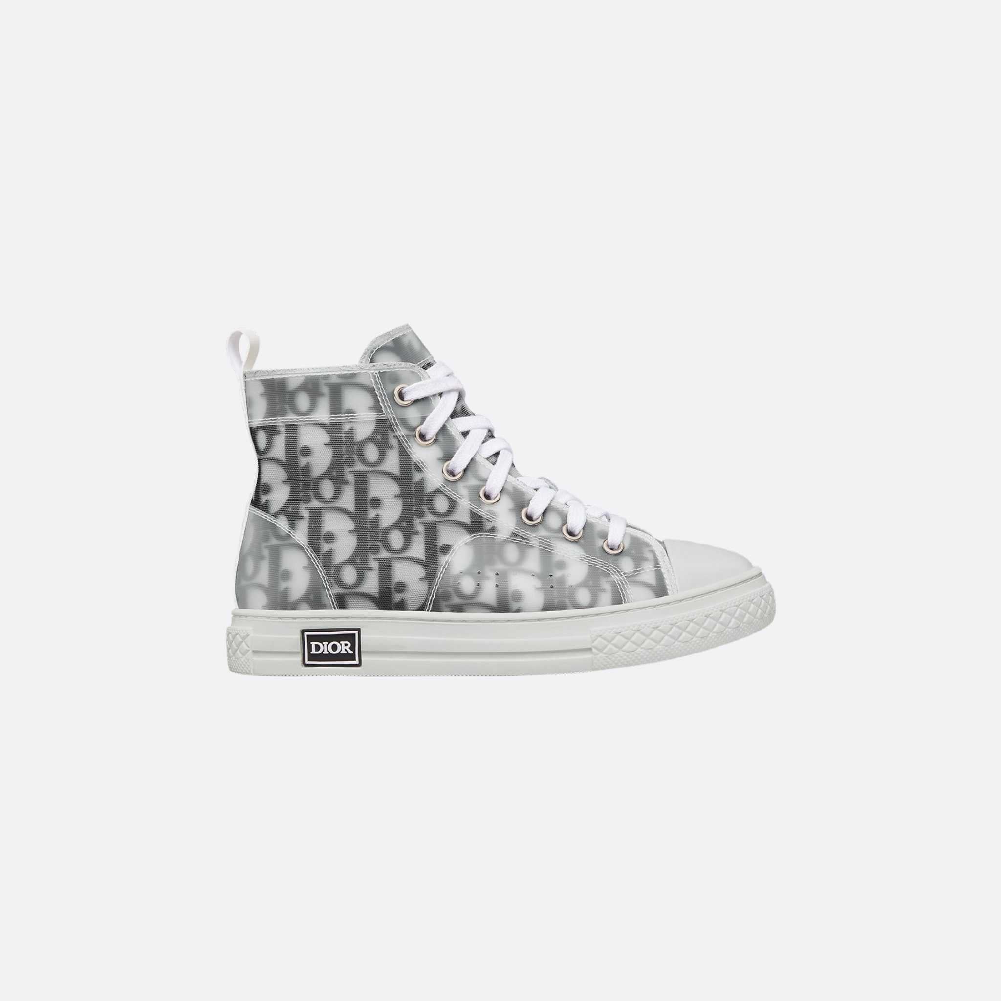 Kids B23 High-Top Sneaker in White Black Oblique Canvas