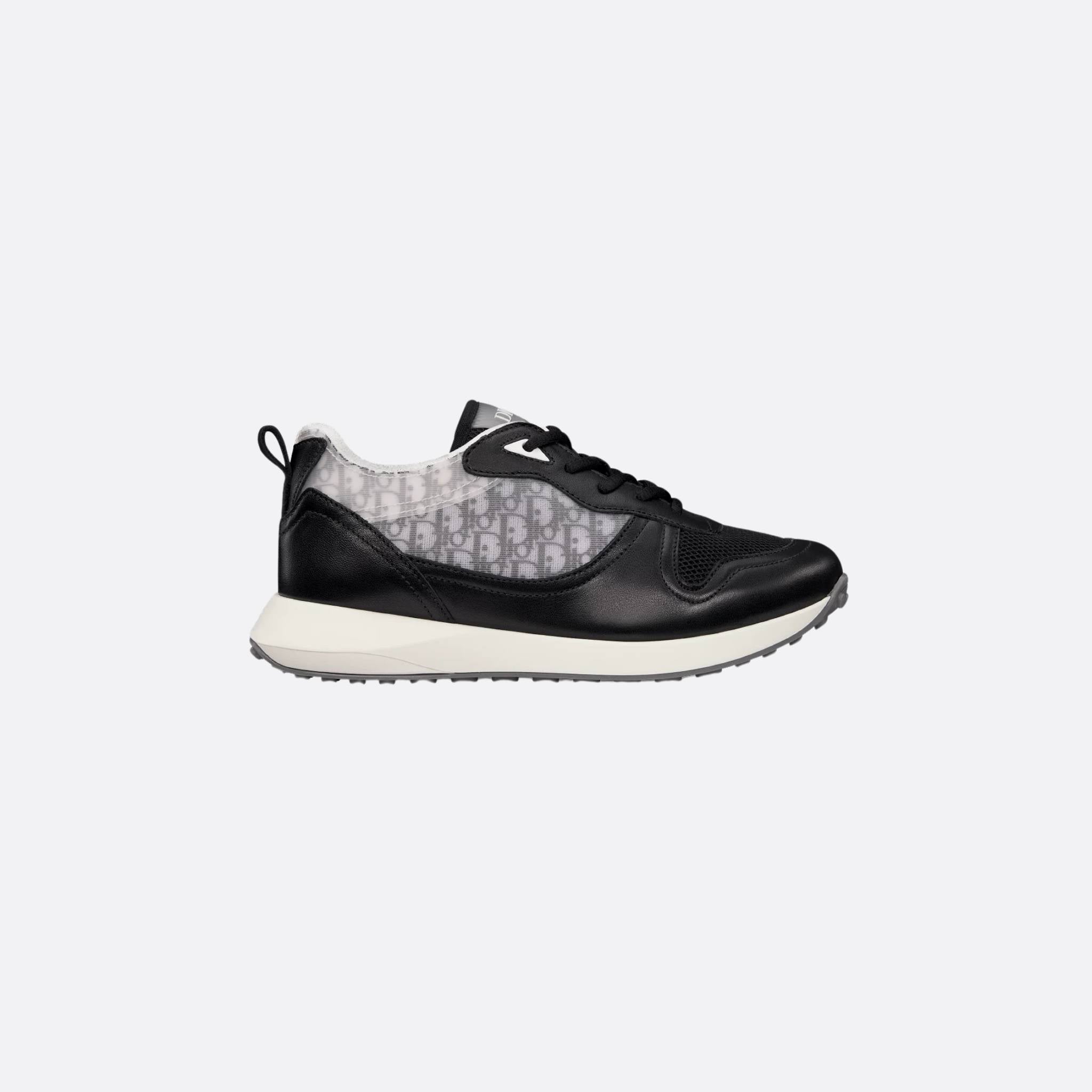 Kids B25 Runner Sneaker Black White Smooth Calfskin Dior Oblique Jacquard