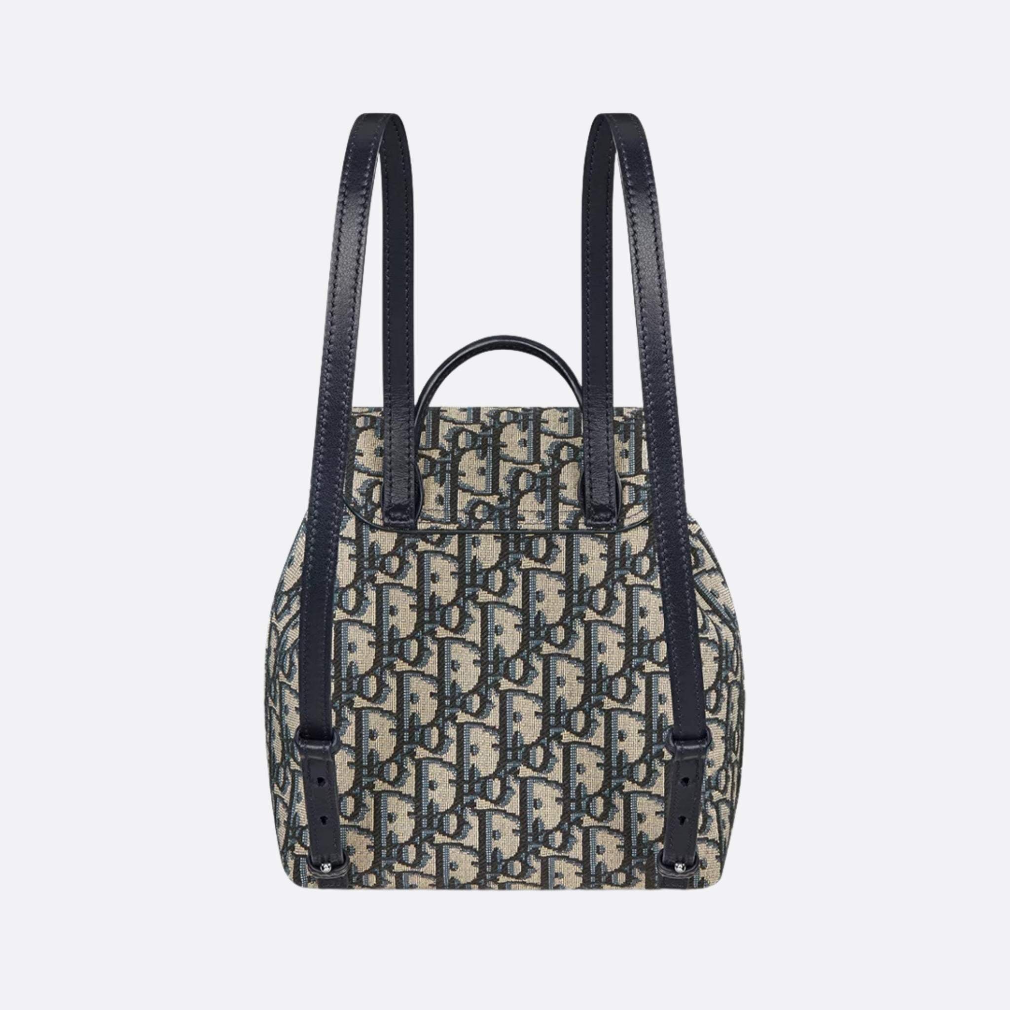 Kids Backpack Beige And Blue Dior Oblique Jacquard