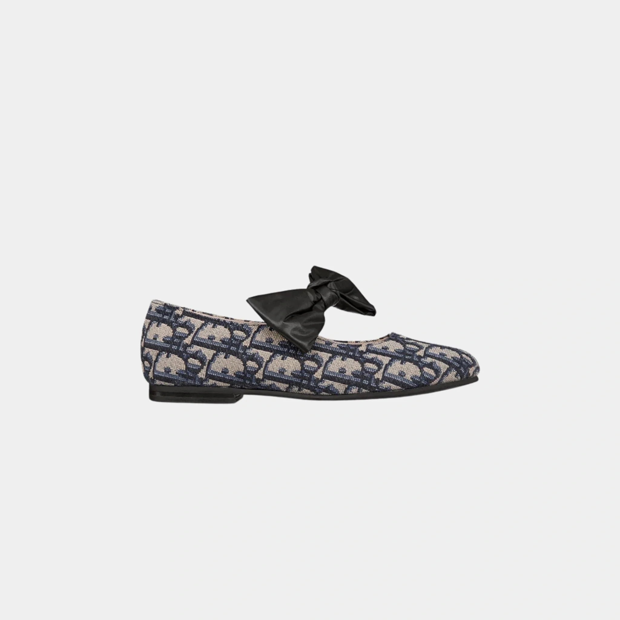 Kids Ballet Flat Beige and Black Dior Oblique Cotton Jacquard
