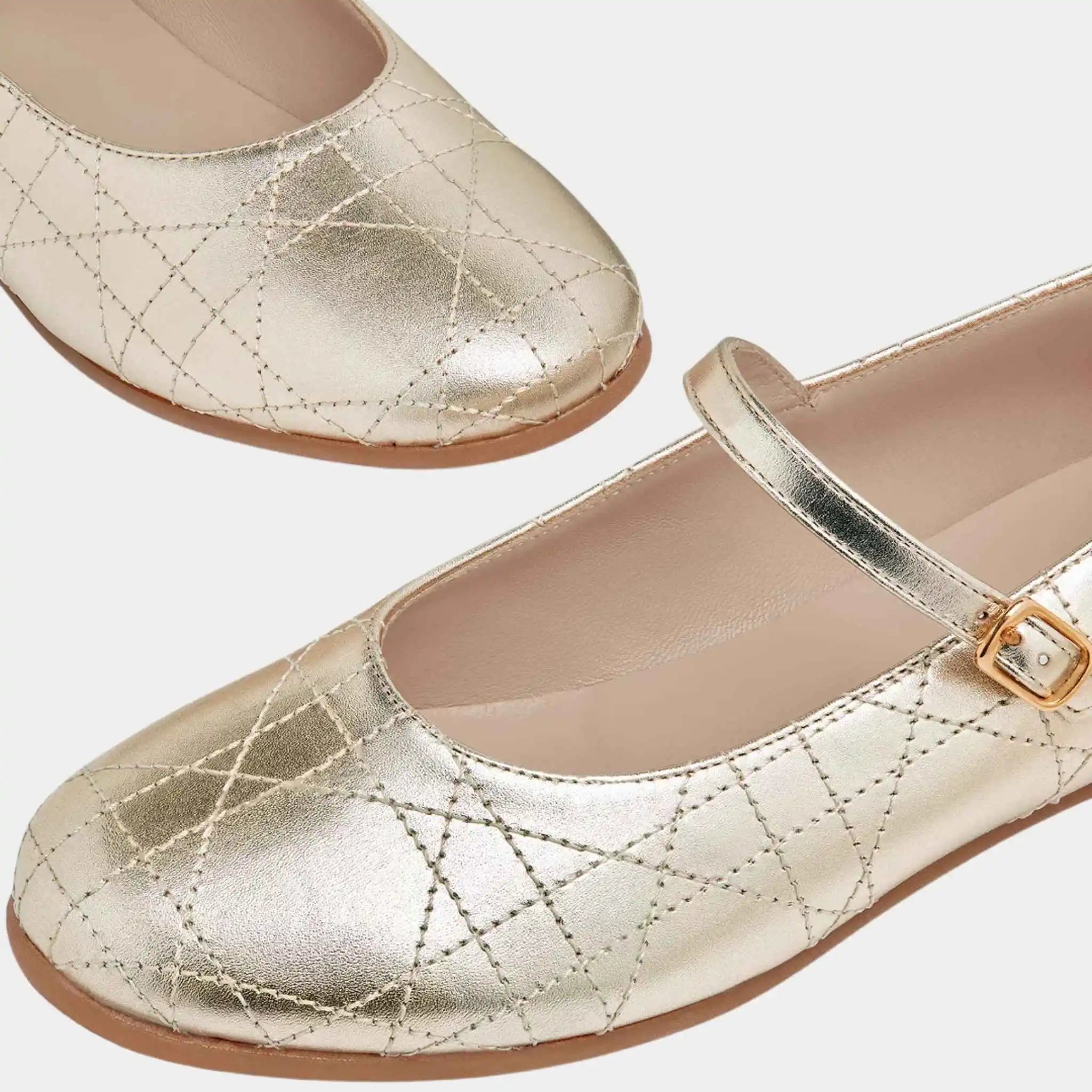 Kids Ballet Flat Cannage Calfskin