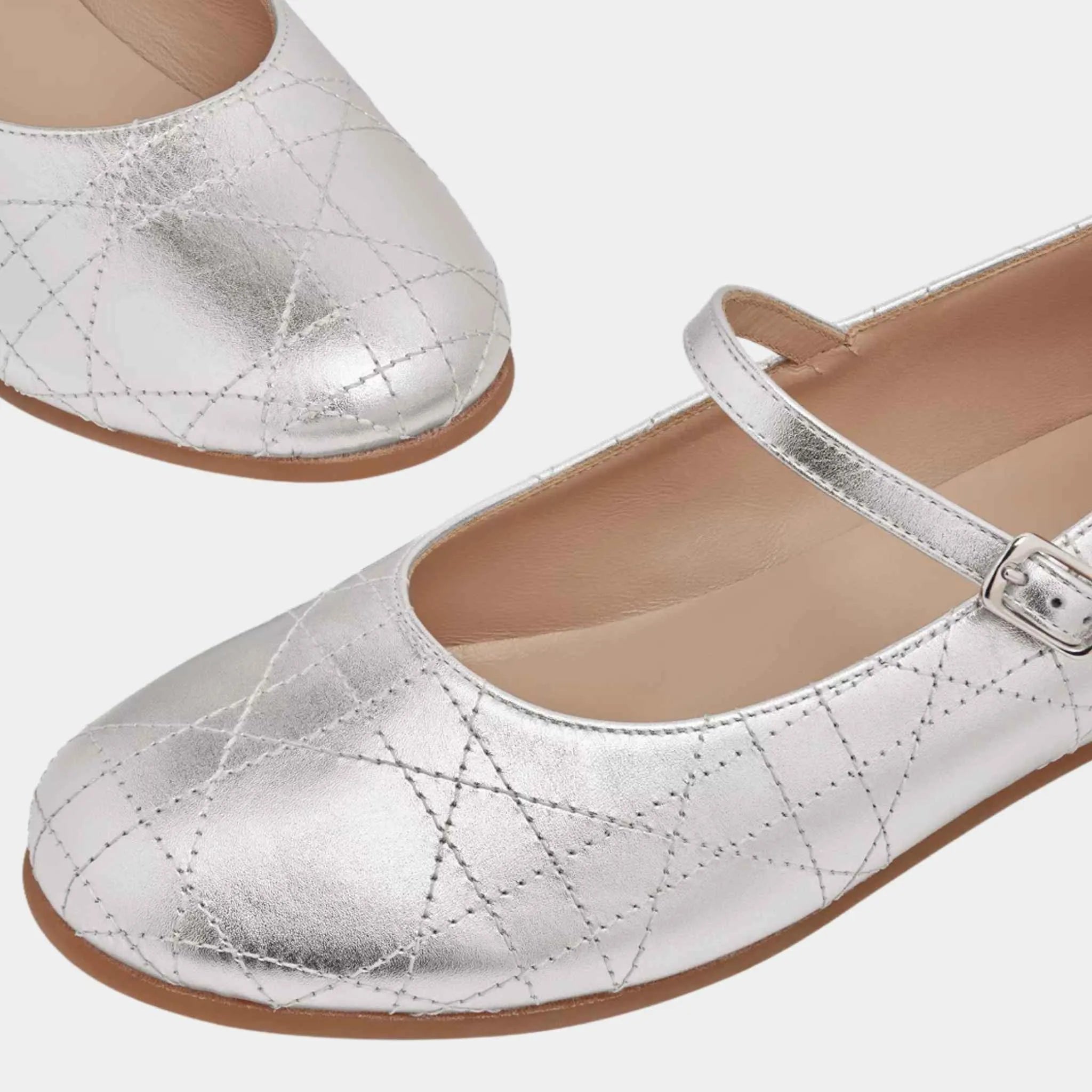 Kids Ballet Flat Cannage Calfskin