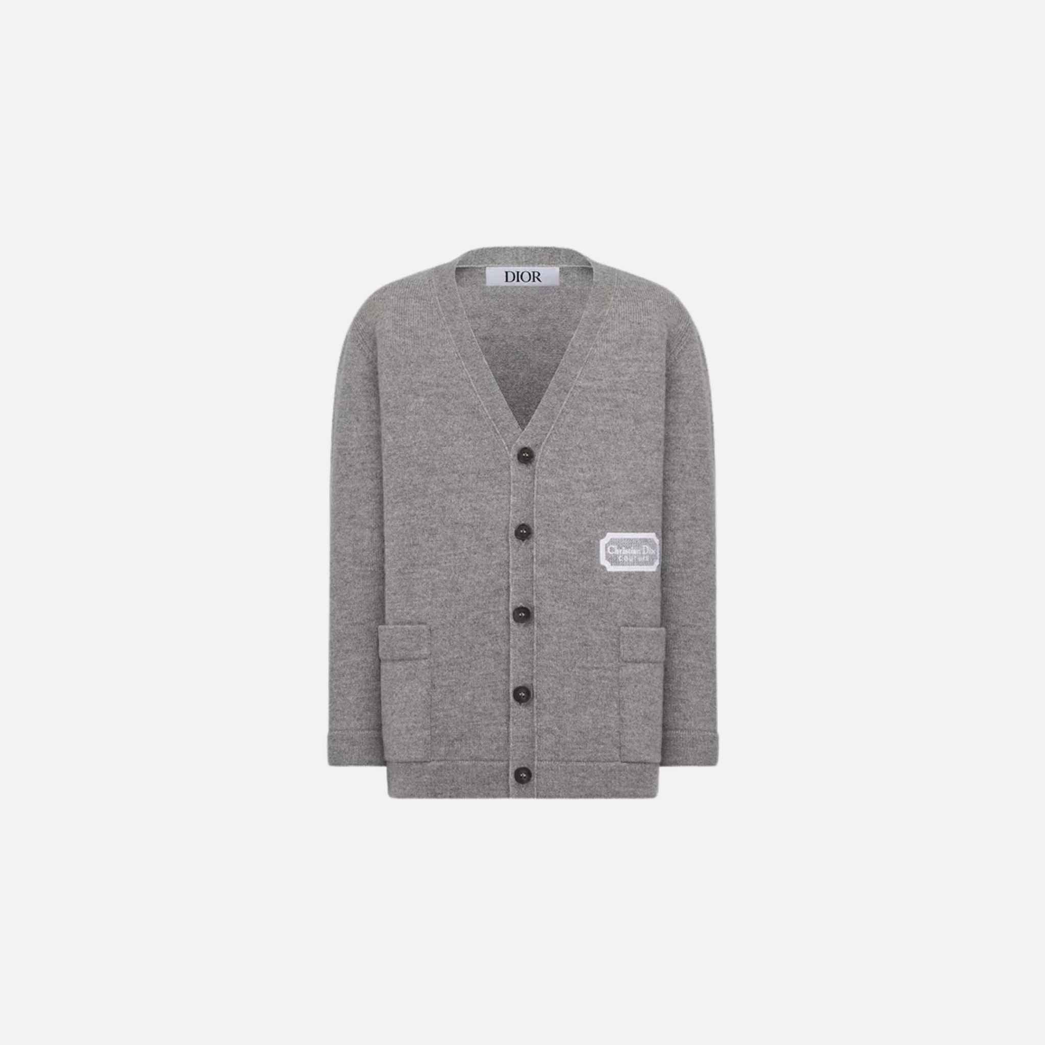 Kids Christian Dior Couture Cardigan Heathered Gray Wool Cashmere