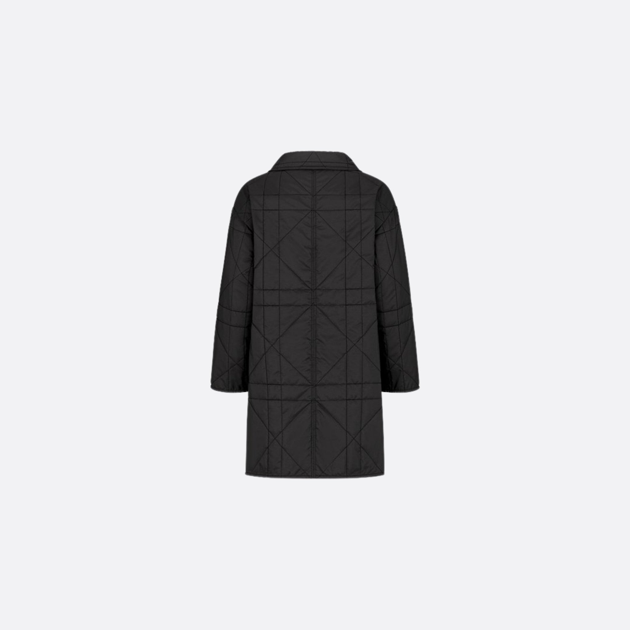 Kids Coat Black Quilted Macrocannage Technical Fabric