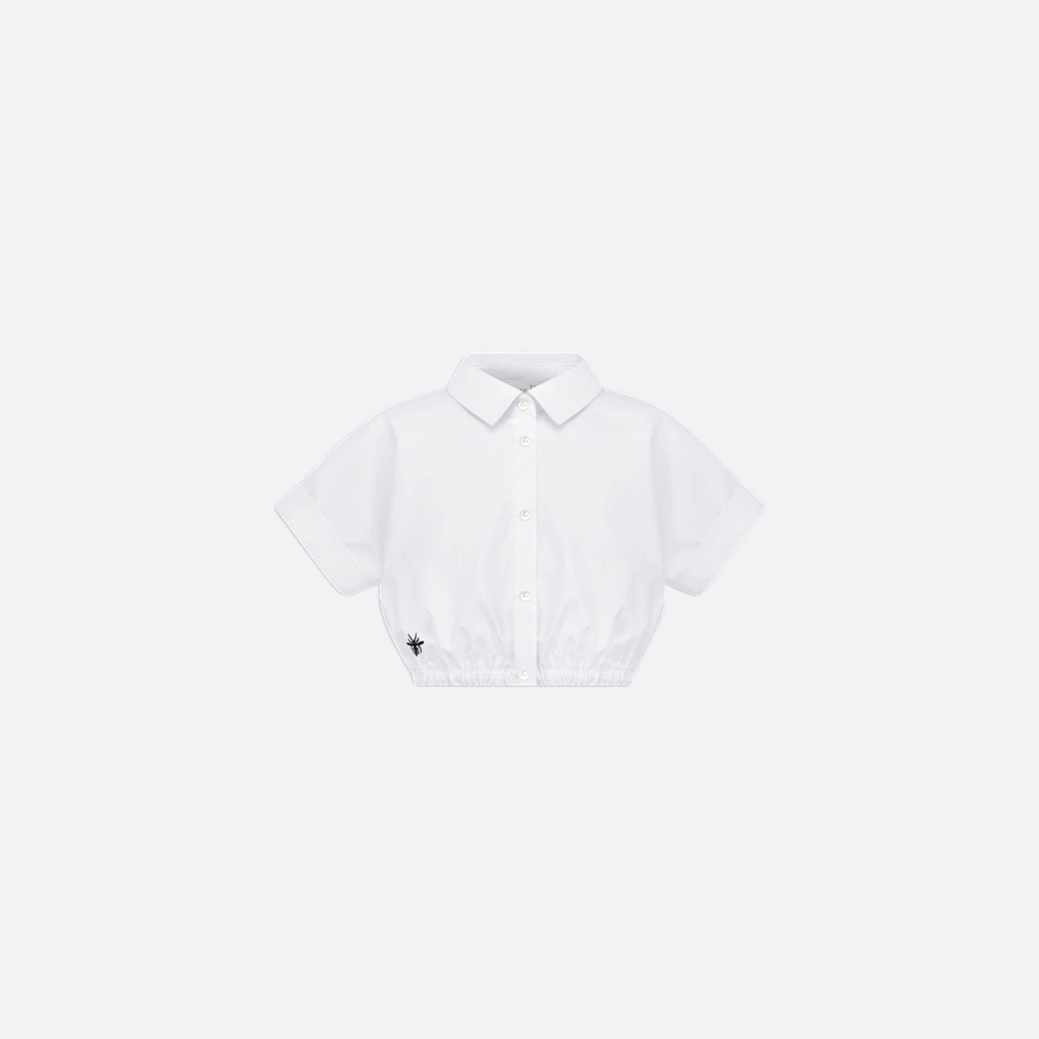 Kids Cropped Shirt White Cotton Poplin