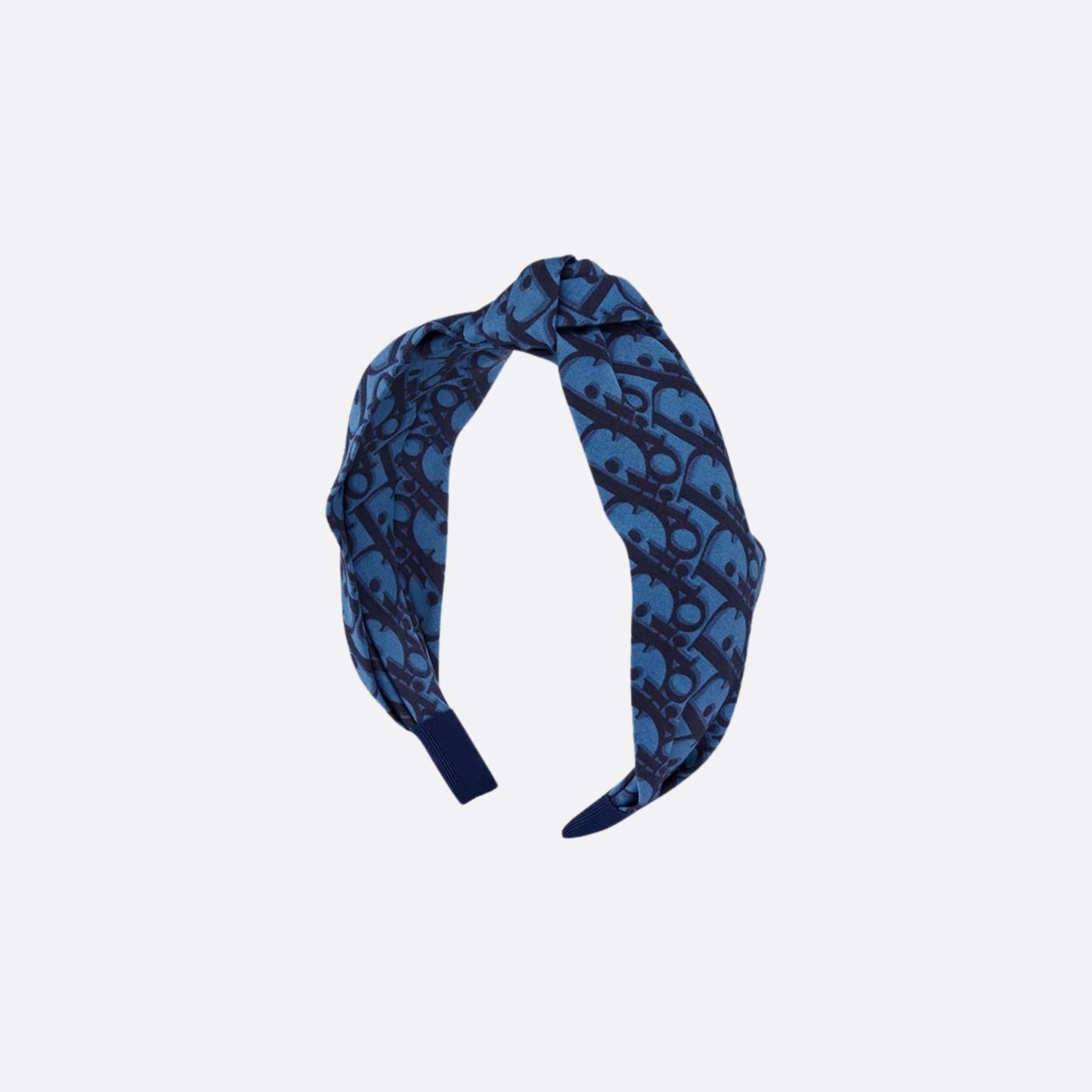 Kids Headband Blue Dior Oblique Cotton Poplin