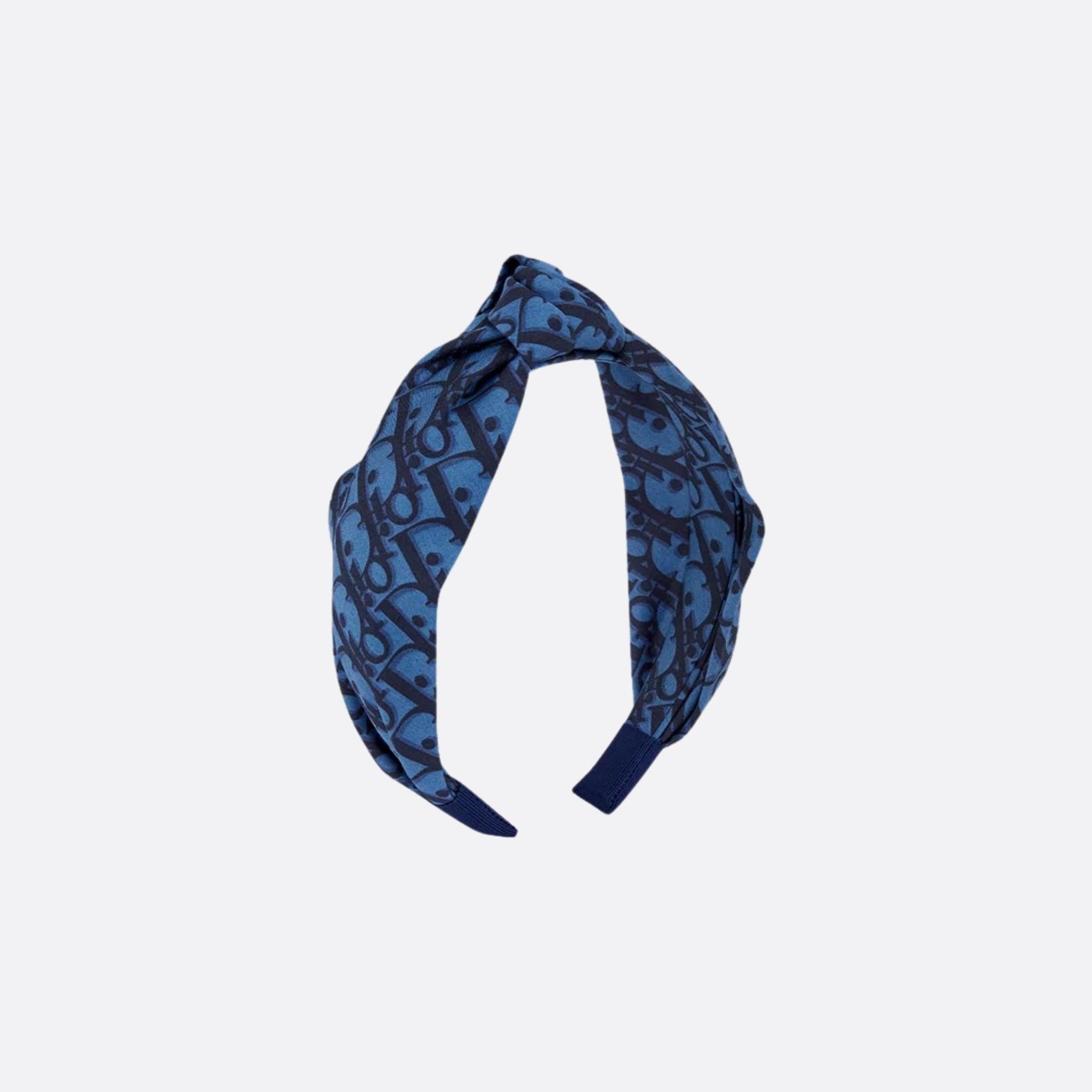 Kids Headband Blue Dior Oblique Cotton Poplin