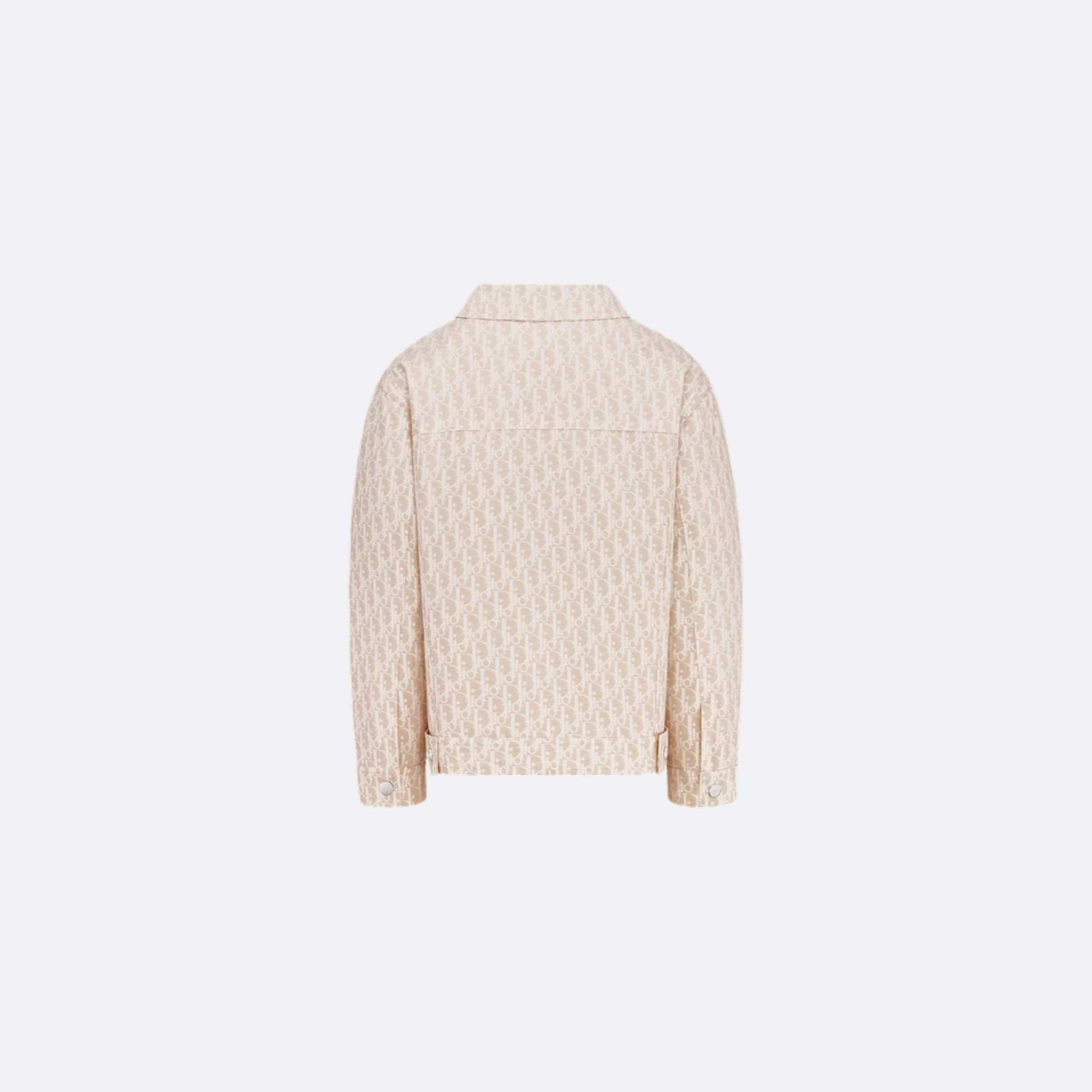 Kids Jacket Beige Basket Weave Cotton Ivory Dior Oblique Motif
