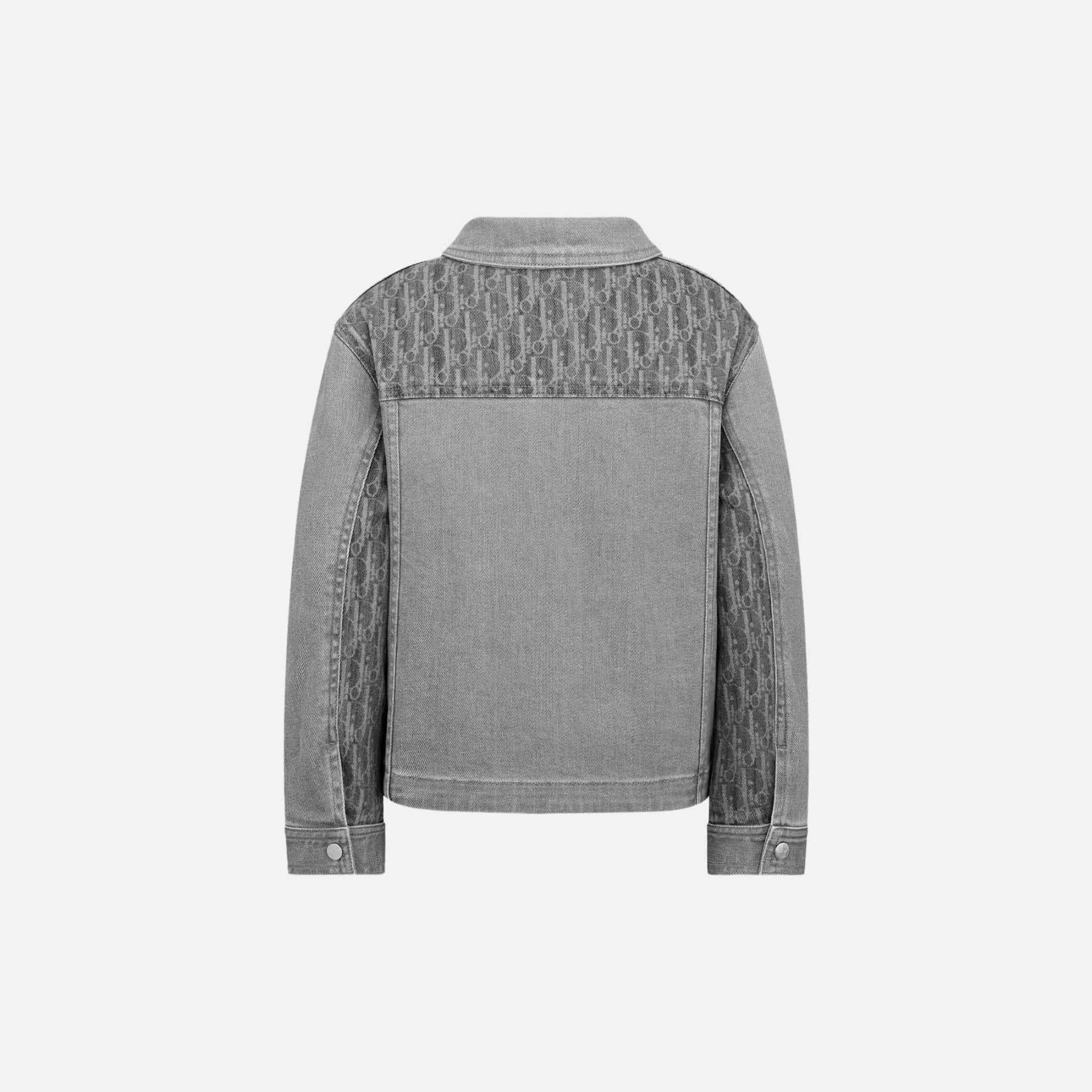 Kids Jacket Gray Dior Oblique Stonewashed Cotton Denim