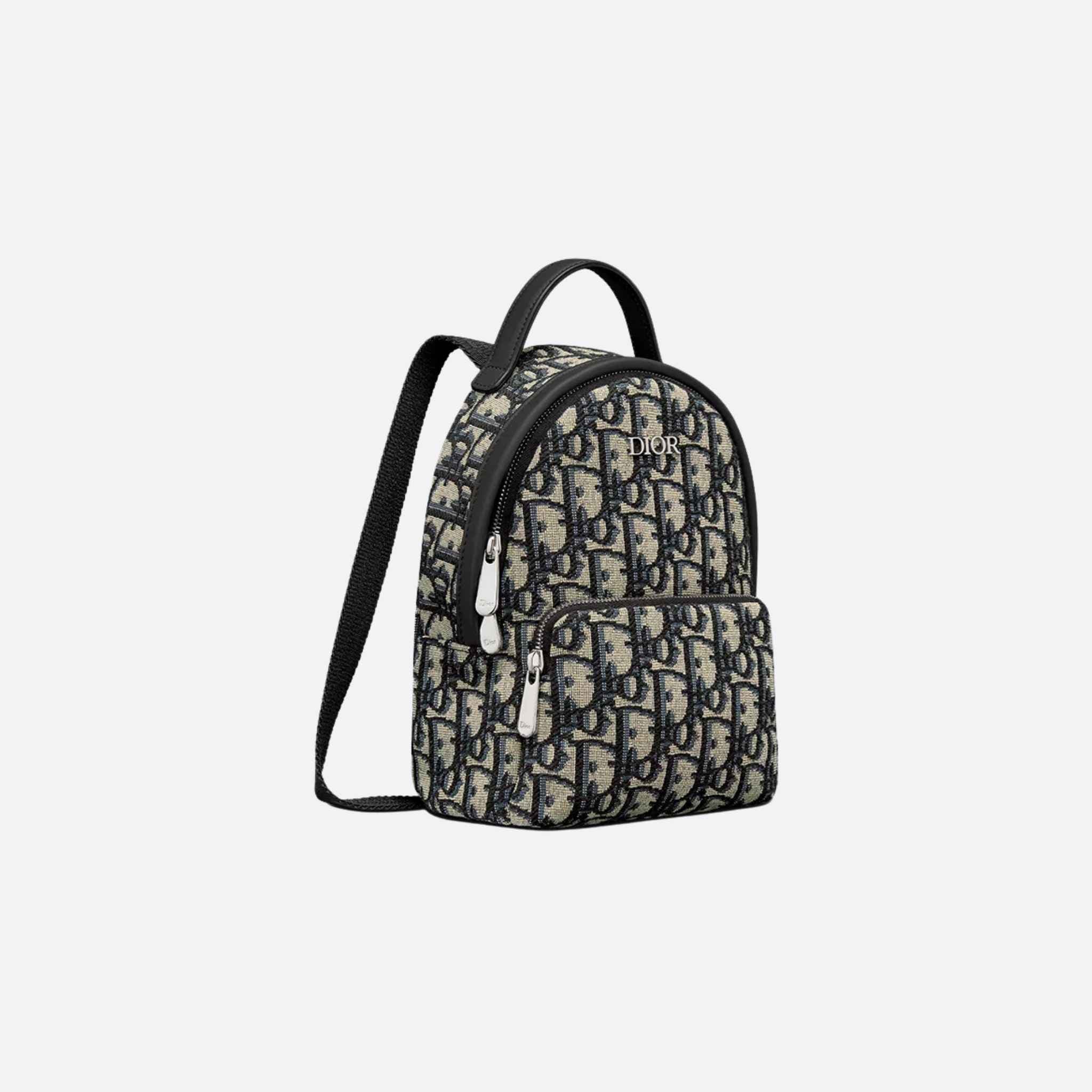 Kids Mini Rider Backpack Beige And Black Dior Oblique Jacquard