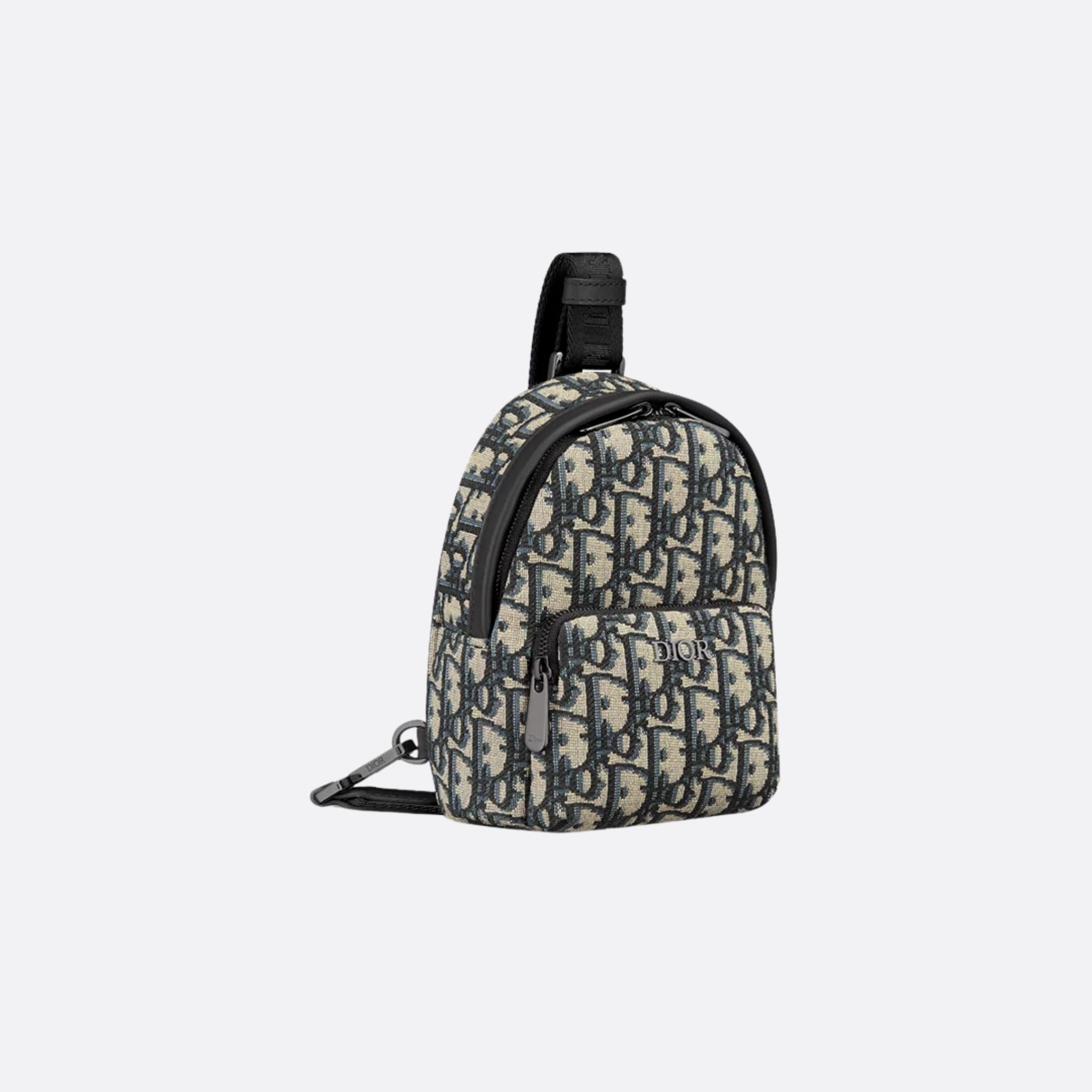 Kids Nano Rider Sling Bag Beige And Blue Dior Oblique Jacquard