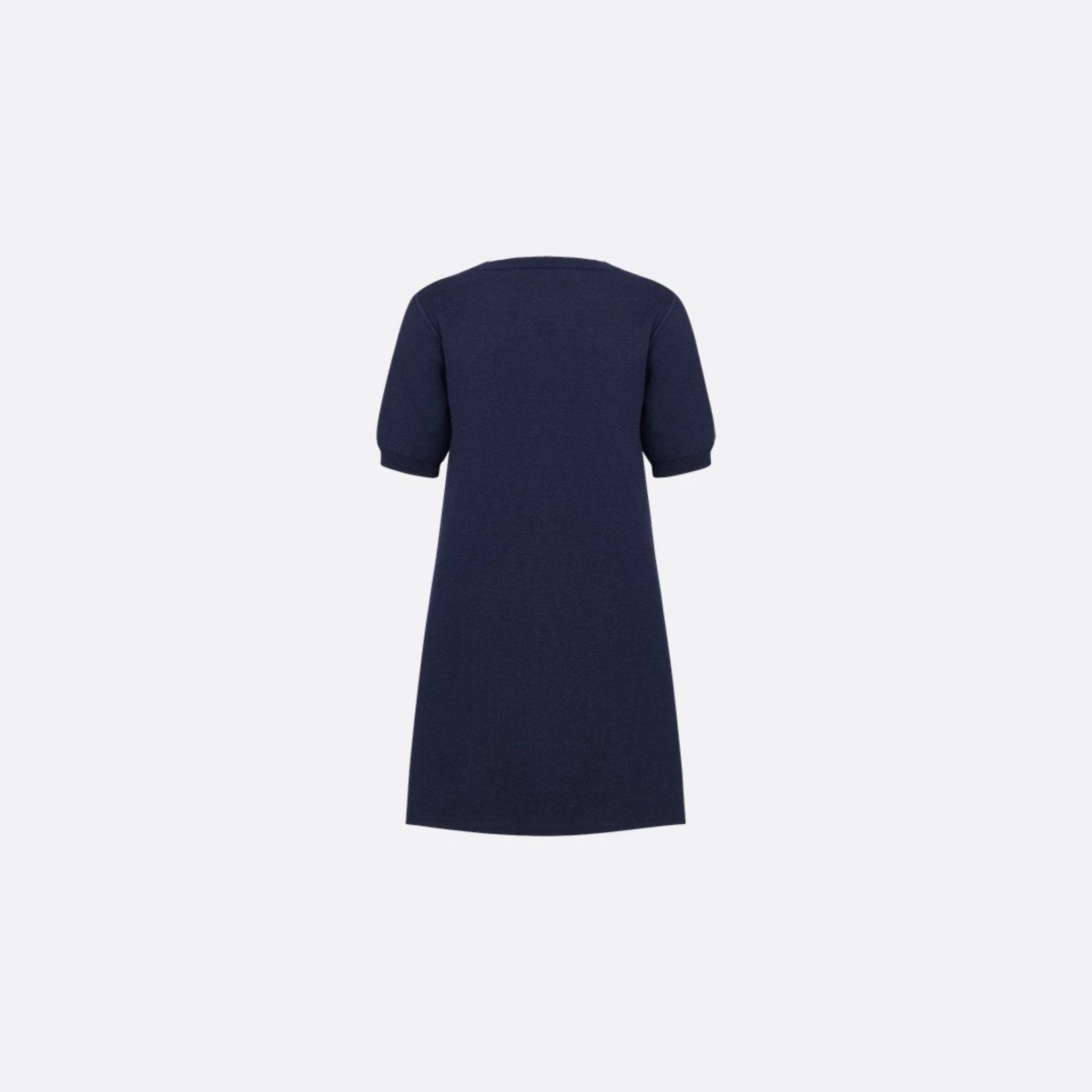 Kids Reversible A-Line Dress in Navy Wool & Jacquard