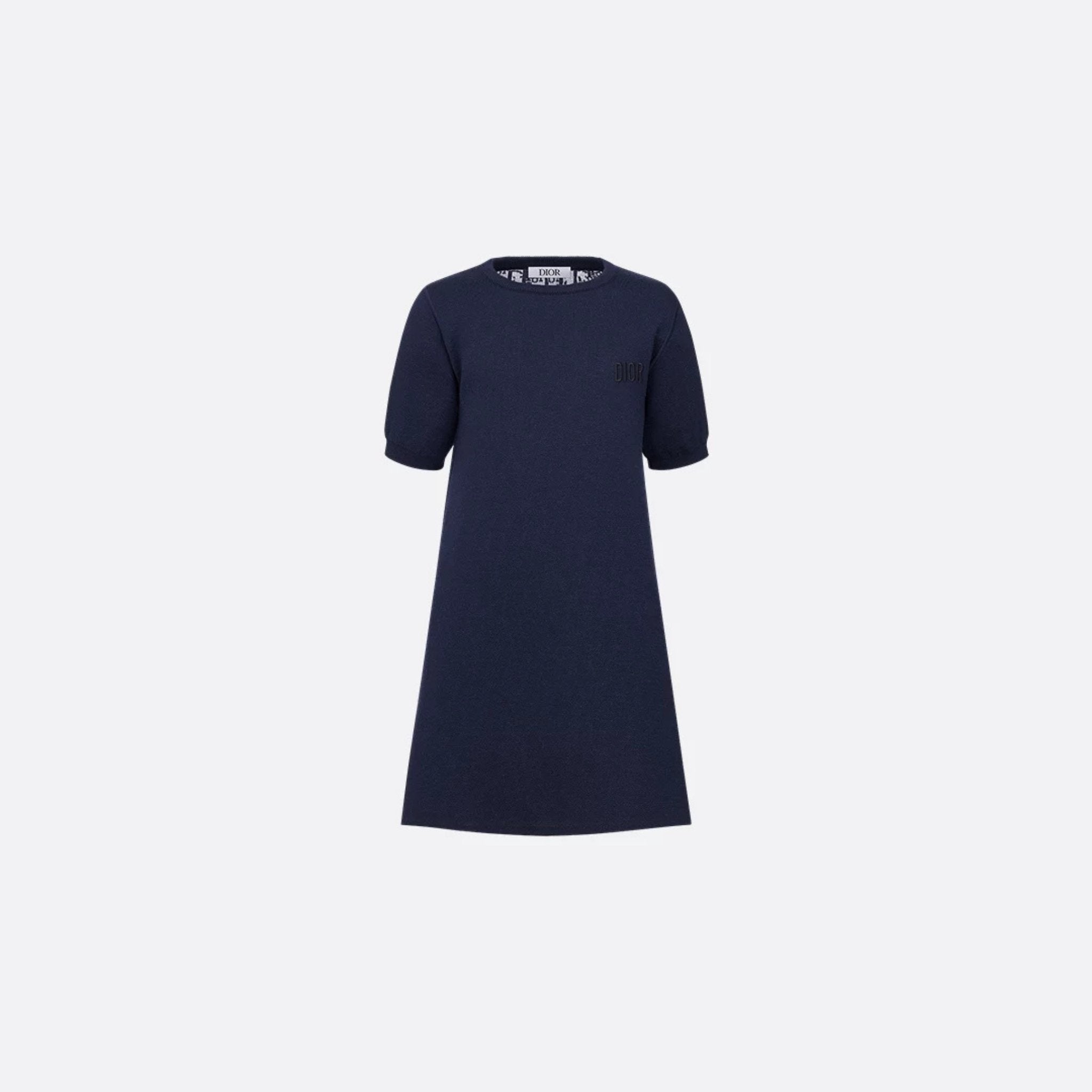Kids Reversible A-Line Dress in Navy Wool & Jacquard