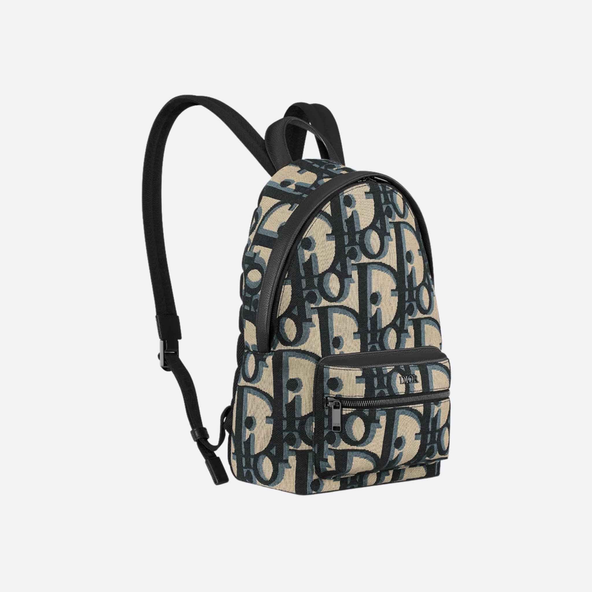 Kids Rider Backpack Beige and Blue Maxi Dior Oblique Jacquard