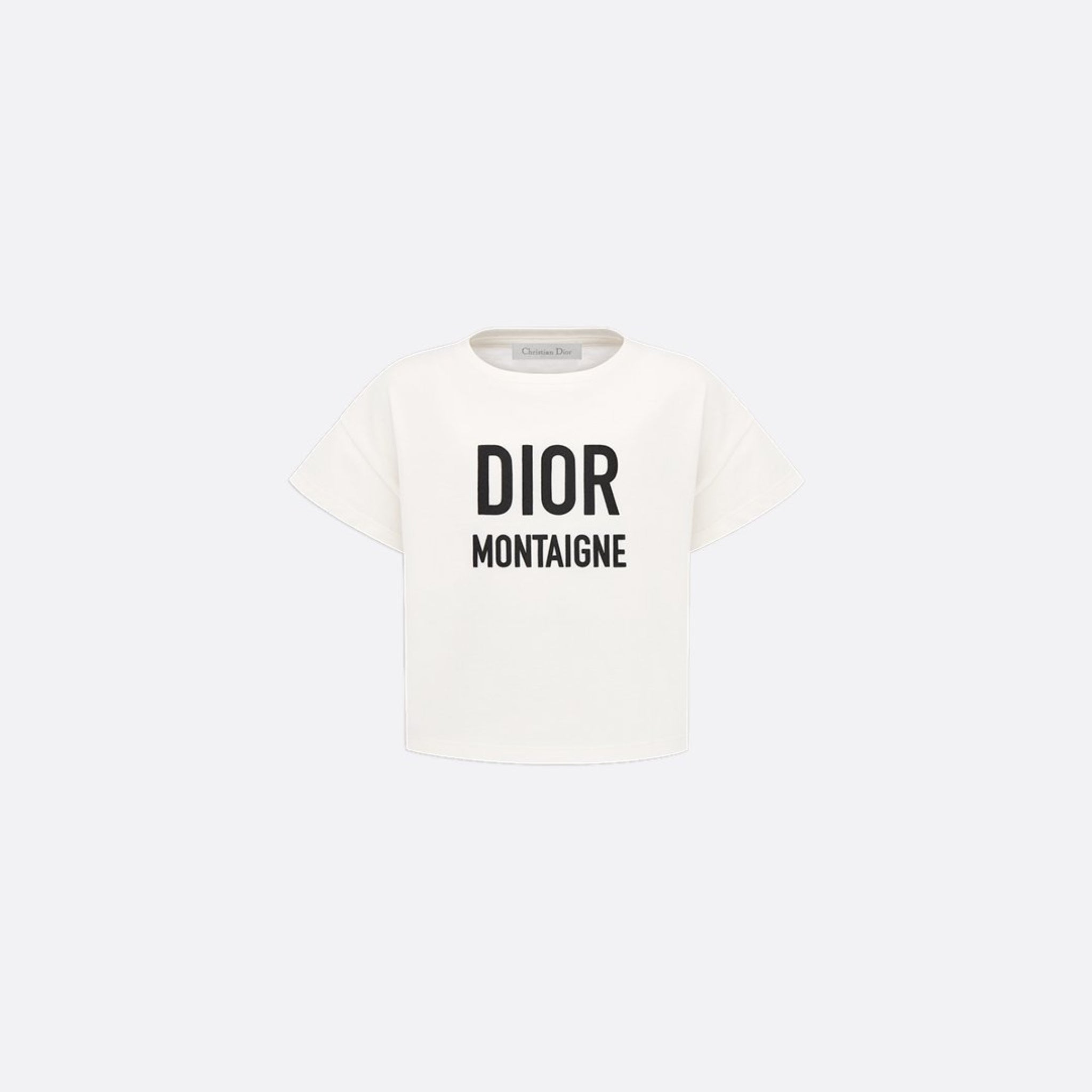 Kids T Shirt Ivory Cotton Jersey Black Dior Montaigne Print