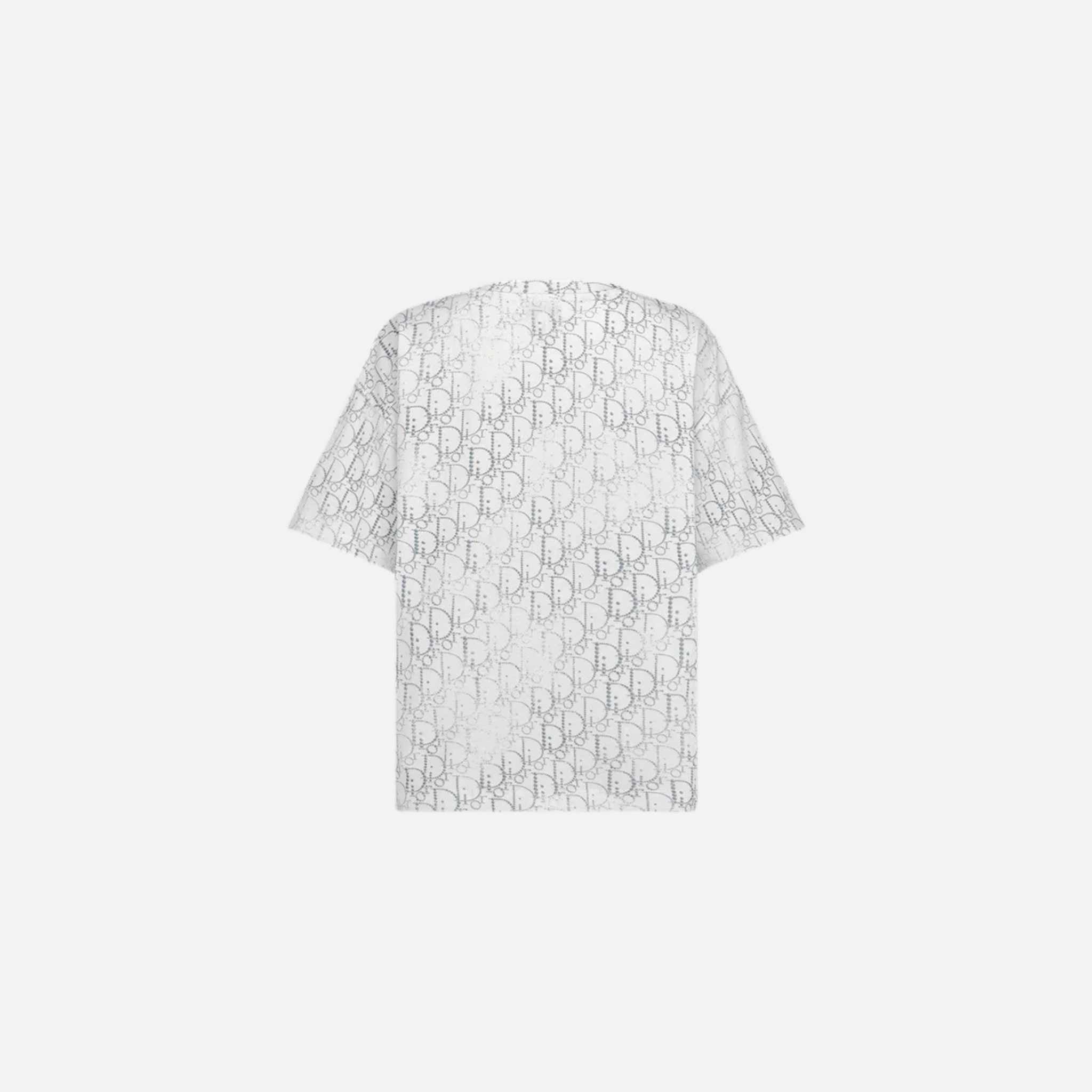 Kids T-Shirt in Ivory Cotton with Silver Oblique Pearl