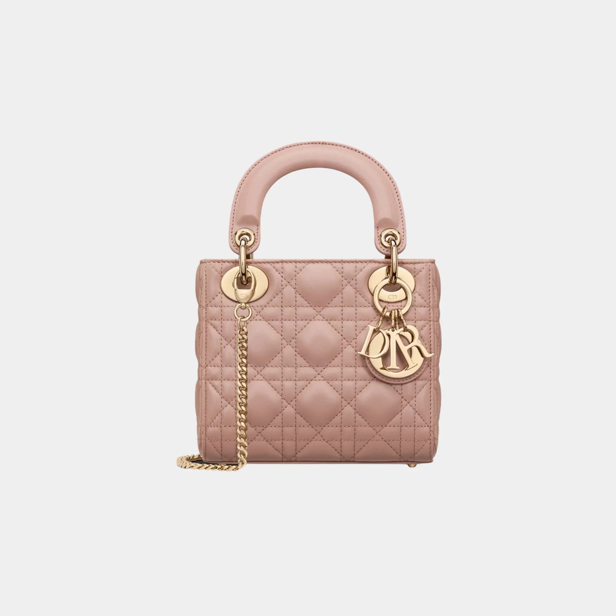 Lady Dior Mini Bag Cannage Lambskin, Blush, Front