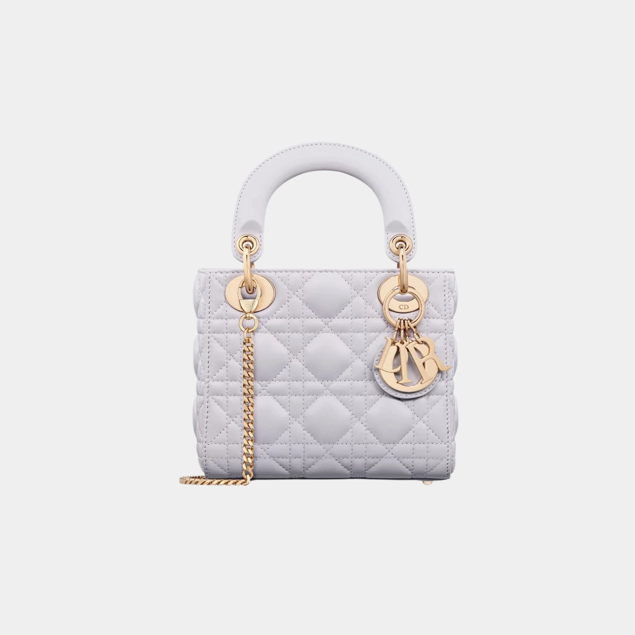 Lady Dior Mini Bag Cannage Lambskin, Lilac, Front