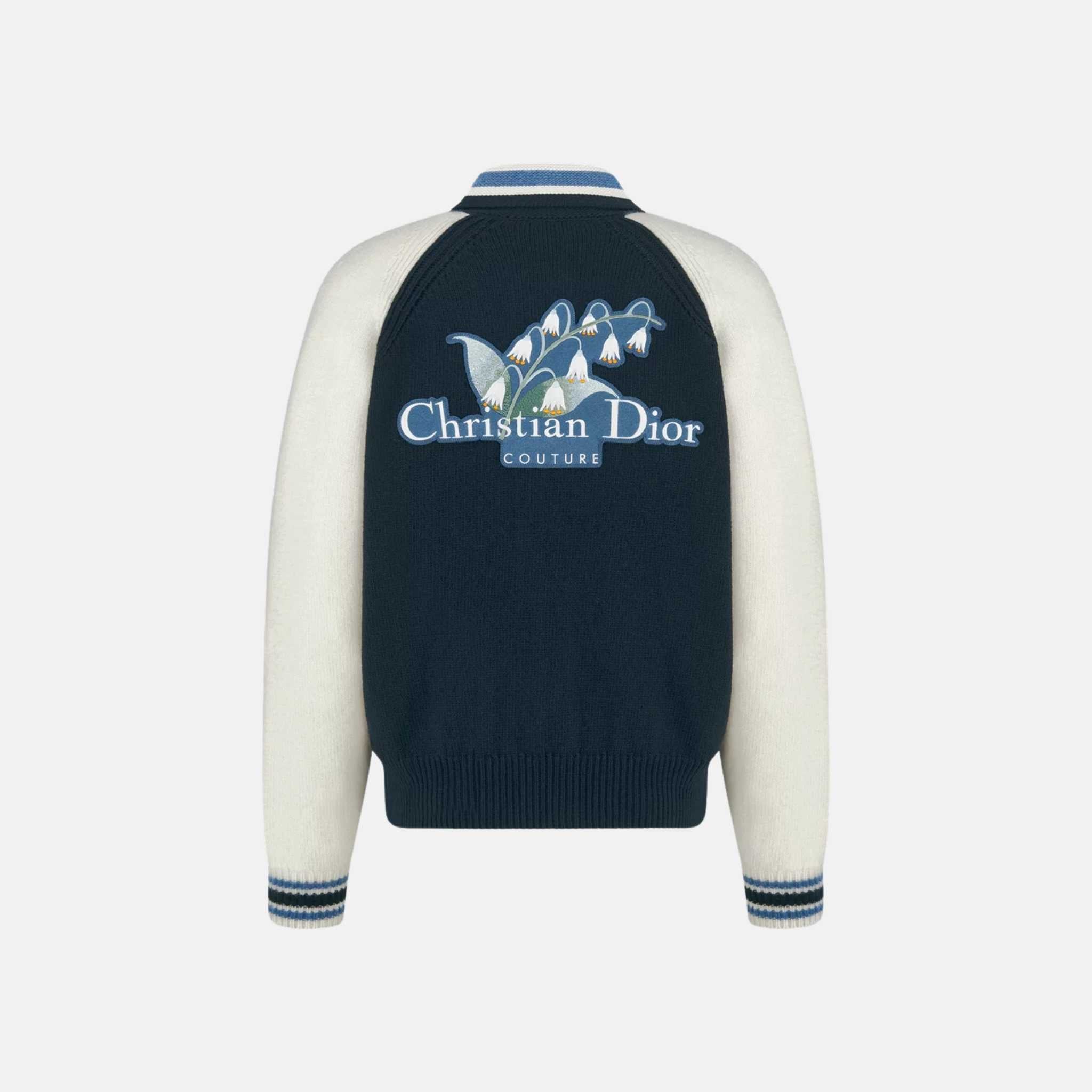 Lily Of The Valley Varsity Cardigan In Felted Wool Jersey