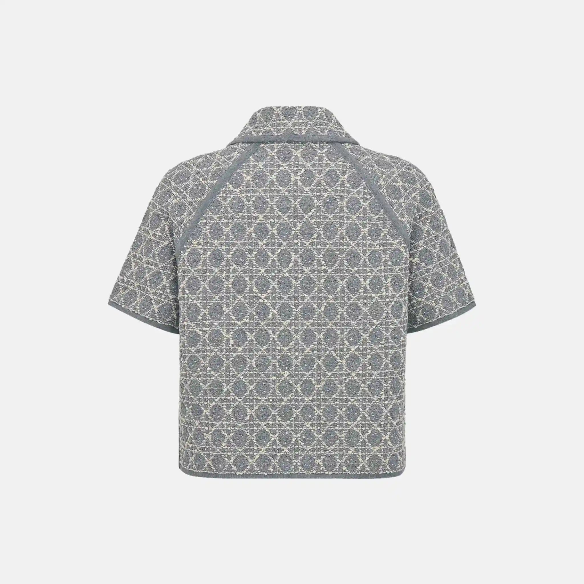 Macrocannage Short Sleeved Jacket In Cotton Blend Tweed