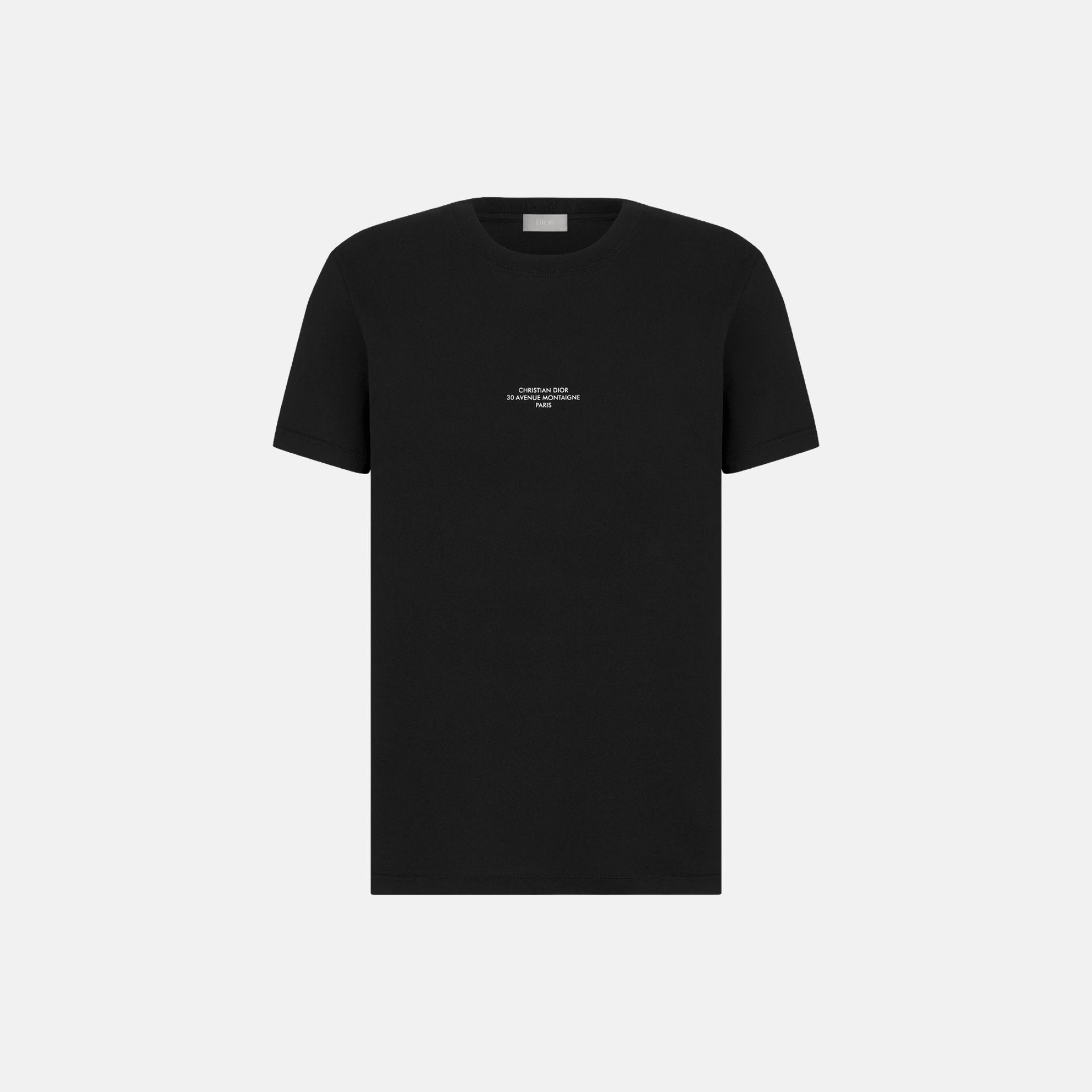 Dior Montaigne T Shirt Regular Fit In Mercerized Cotton Jersey, Black, Front