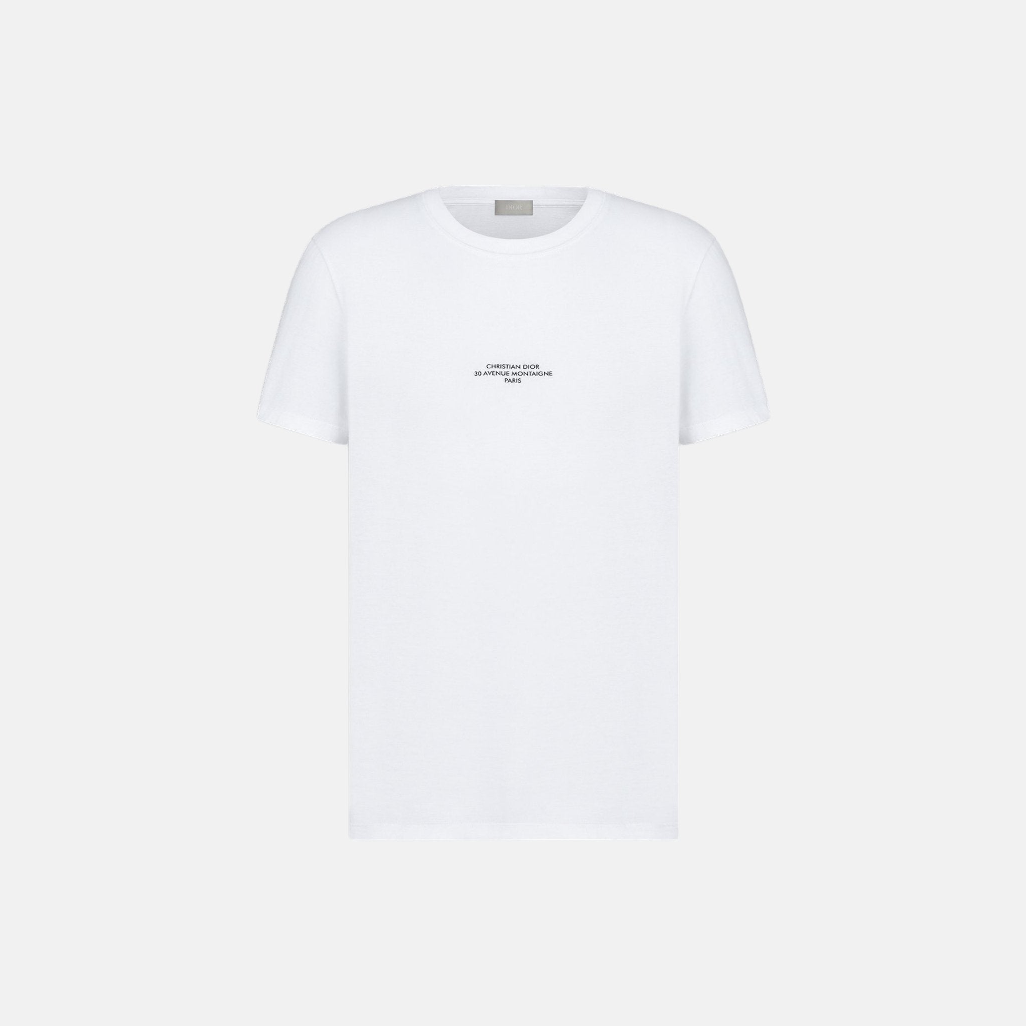 Dior Montaigne T Shirt Regular Fit In Mercerized Cotton Jersey, White, Front