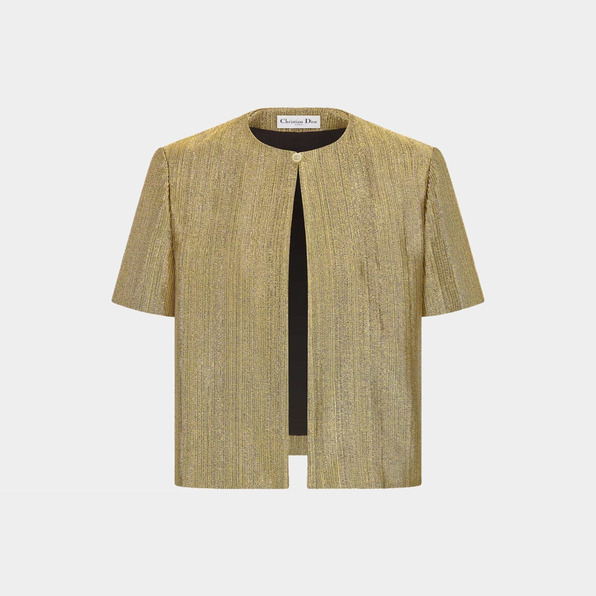 Or Short-Sleeved Jacket Gold-Tone Technical Fabric