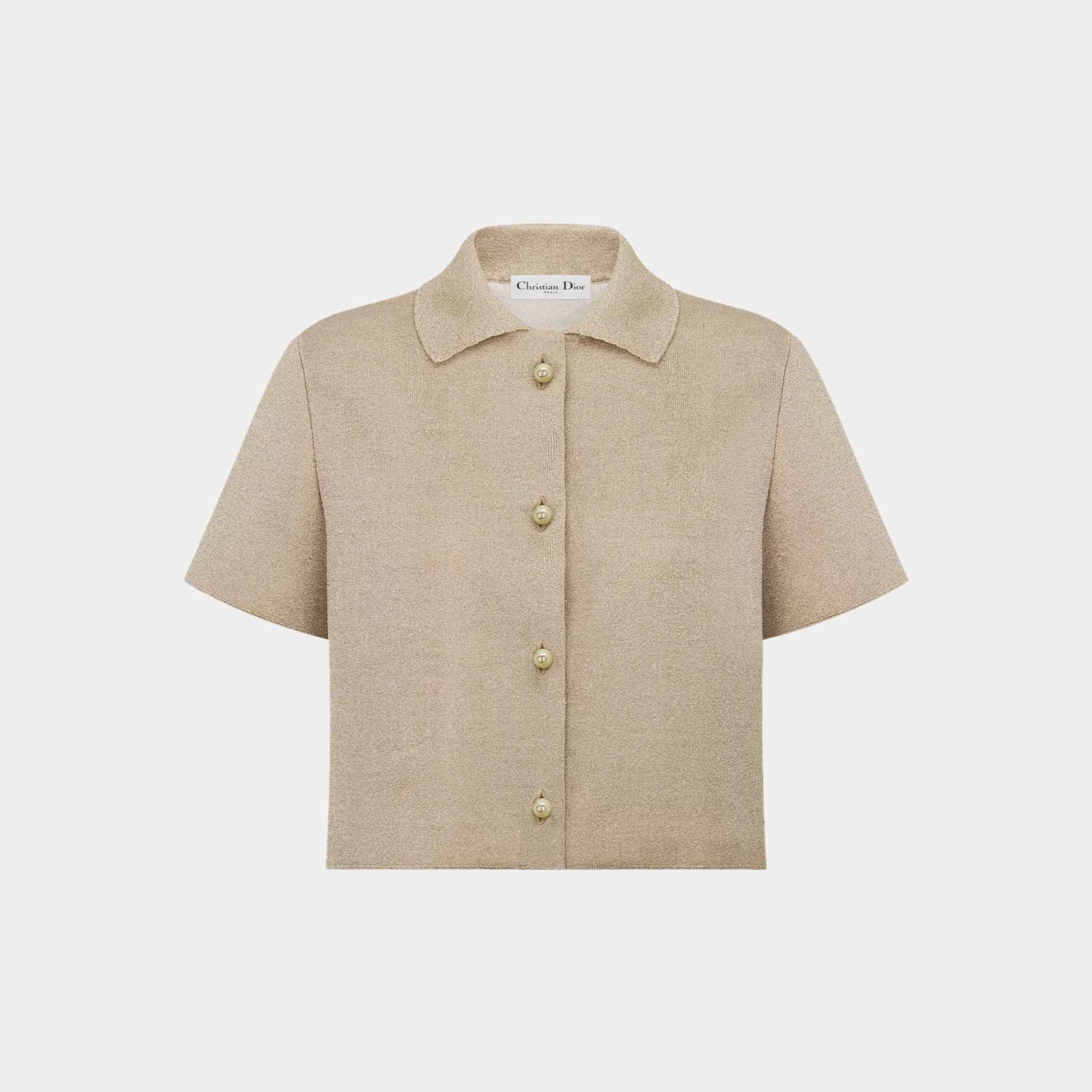 Or Short-Sleeved Jacket Gold-Tone Technical Knit