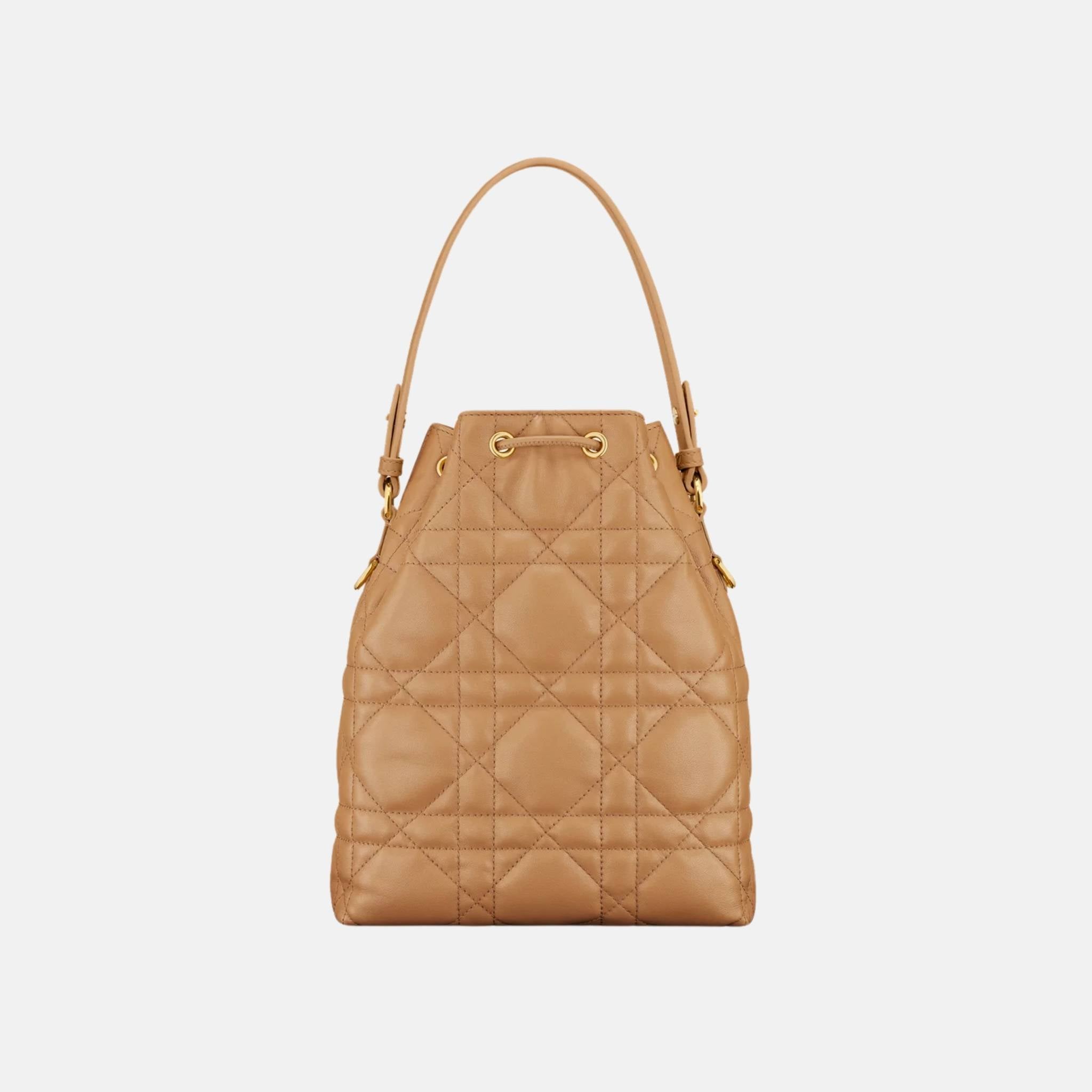 Small Caro Bucket Bag In Macrocannage Lambskin