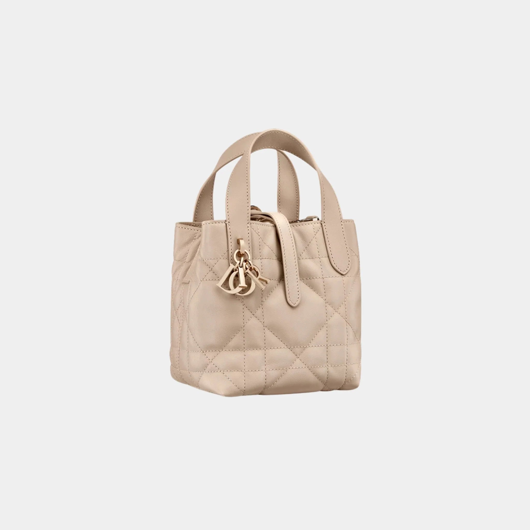 Dior Toujours Vertical Nano Tote Bag, Powder Beige, Front
