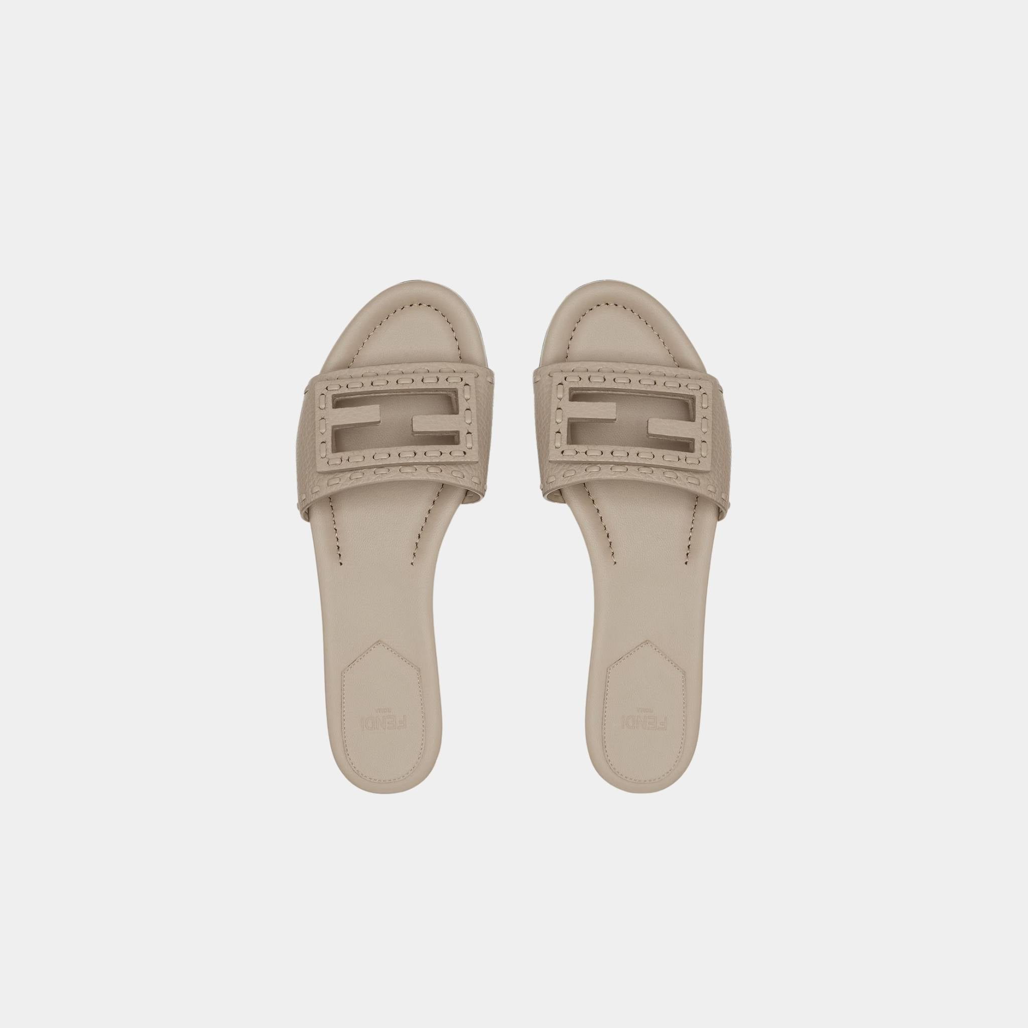 Baguette Leather Slides With Macro Selleria Topstitches