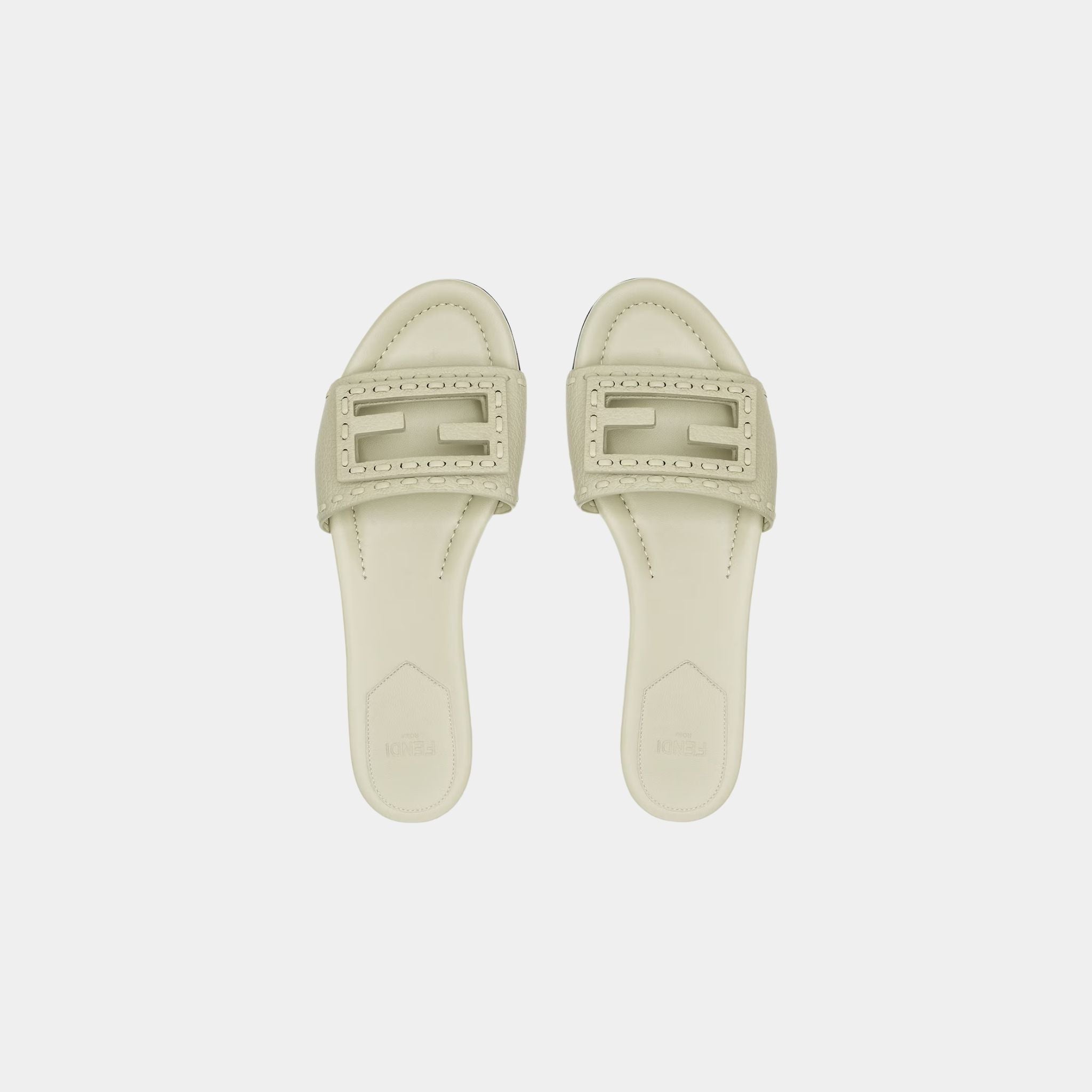 Baguette Leather Slides With Macro Selleria Topstitches