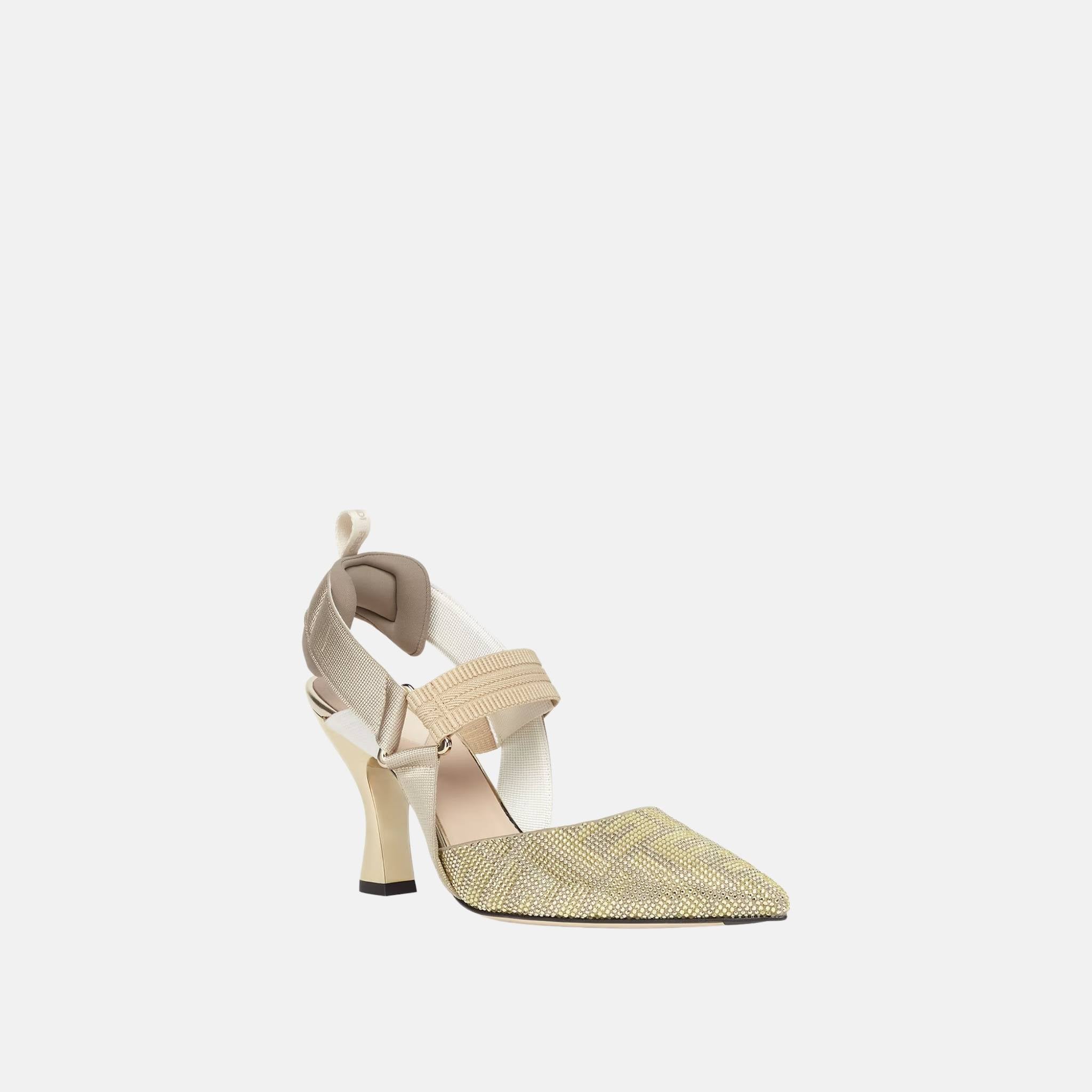 Colibri High Heeled Slingbacks In Rhinestone