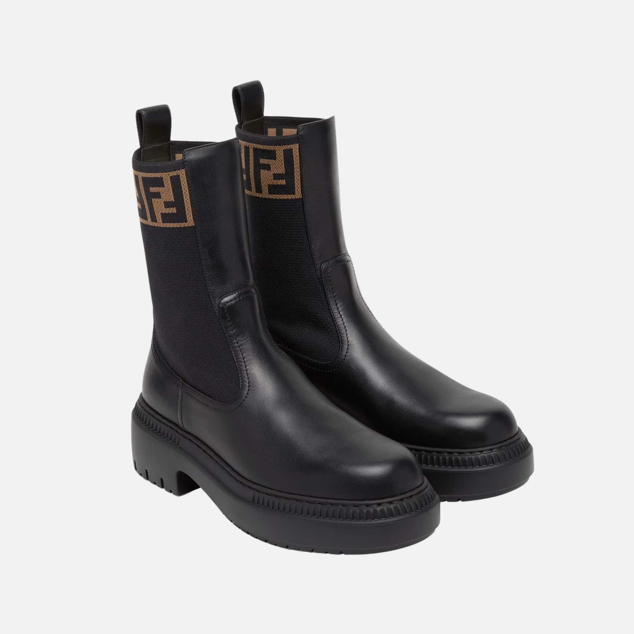 Domino Biker Boots In Black Leather