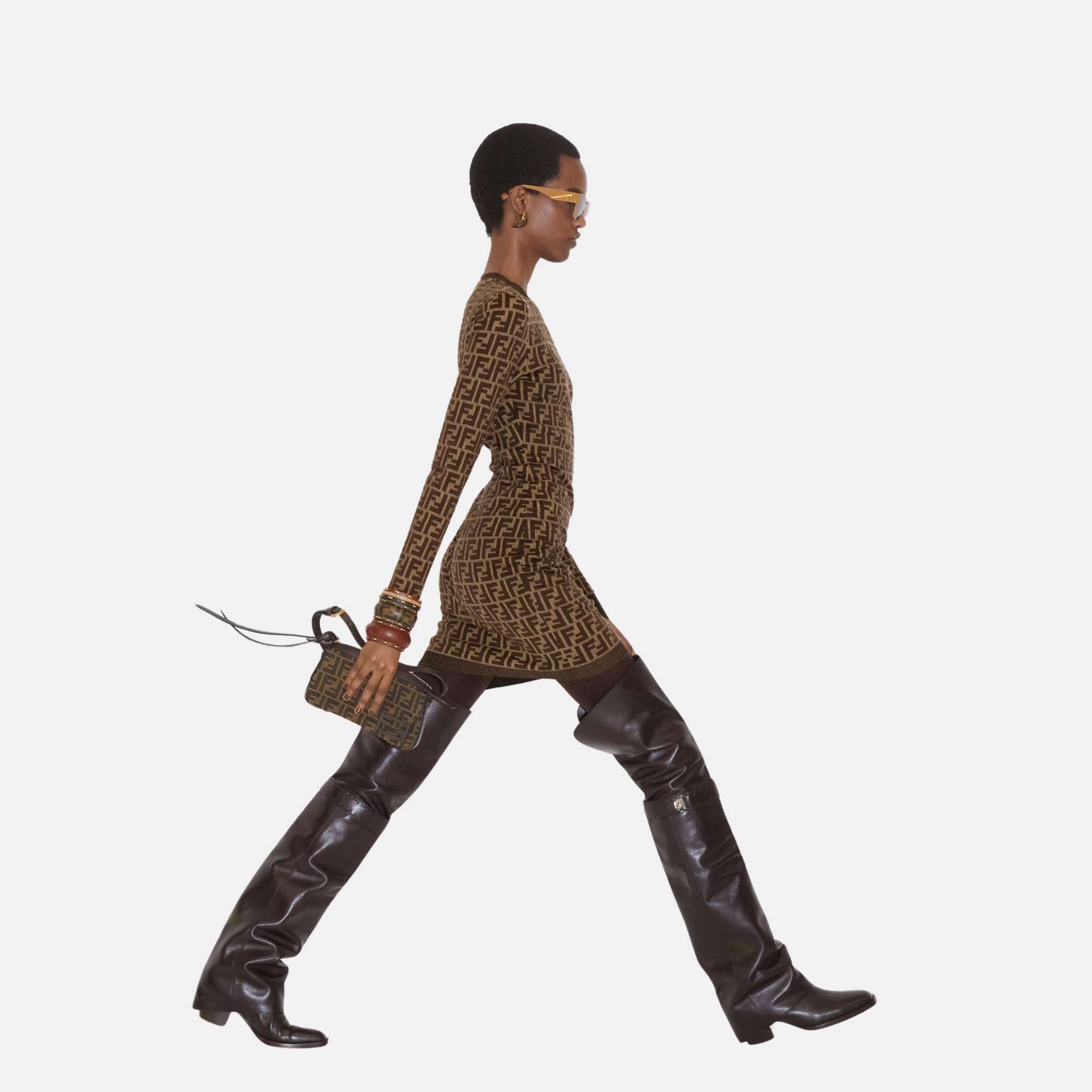 Dress In Brown FF Cotton Short