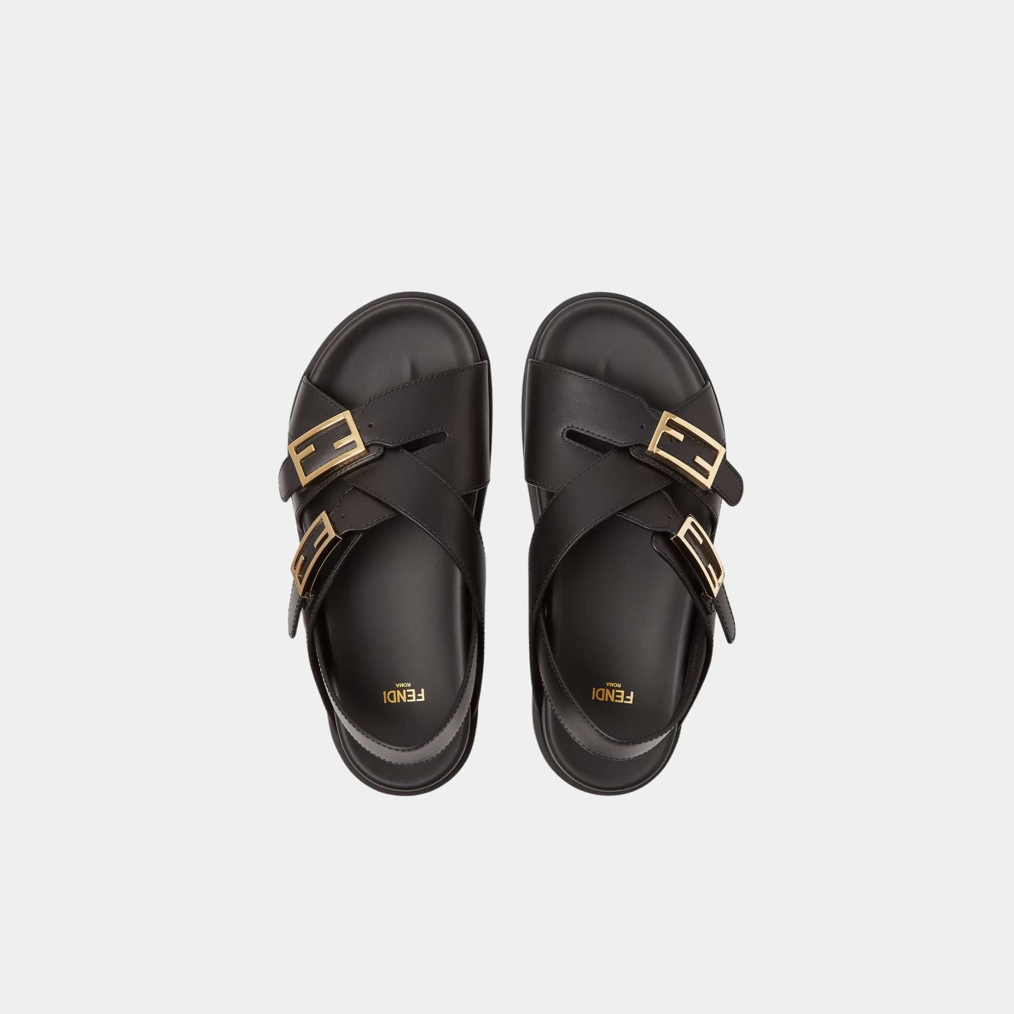 Feel Triple-Band Flat Cross-Over Leather Slides