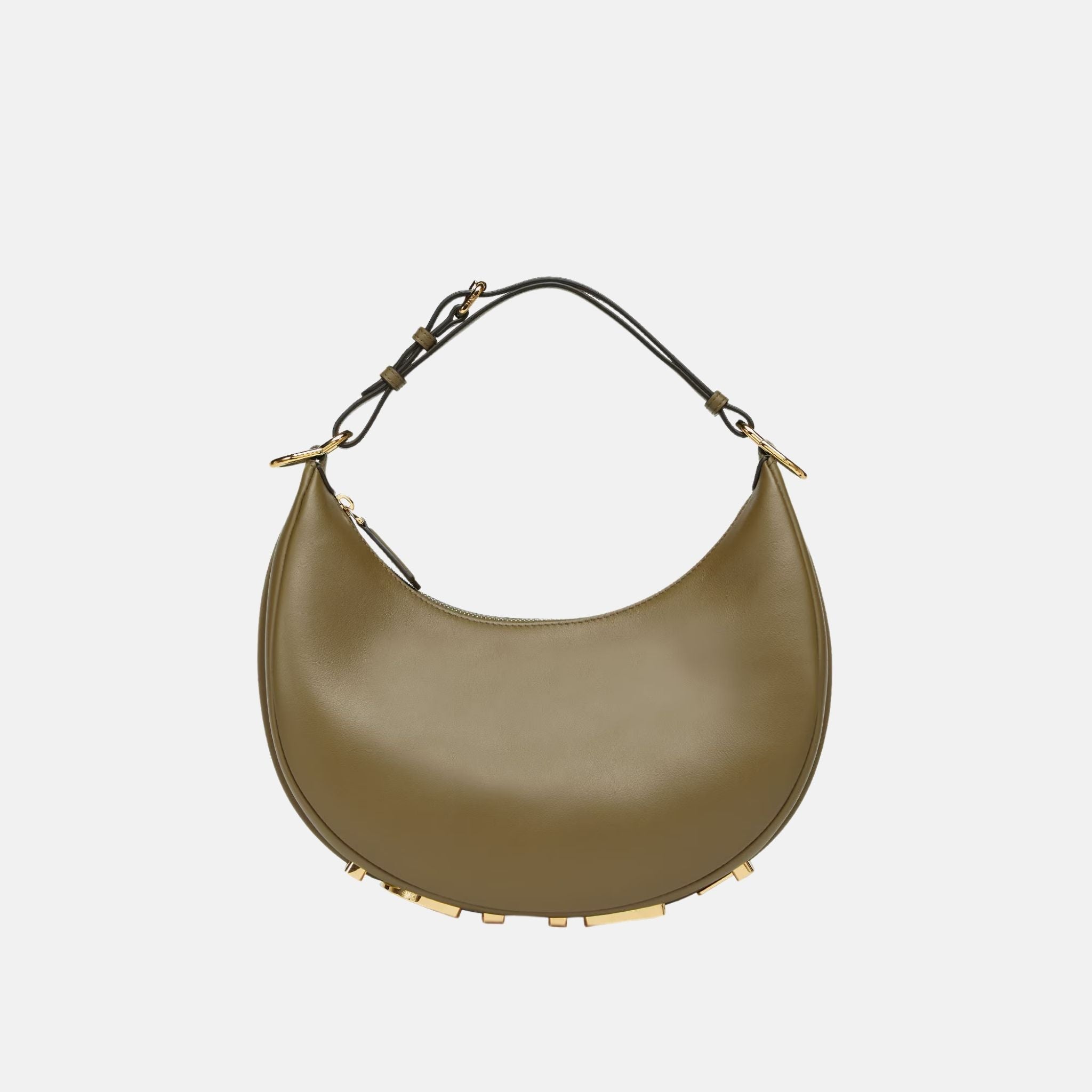 Fendi Fendigraphy Small Bag In Leather, Green, Front 