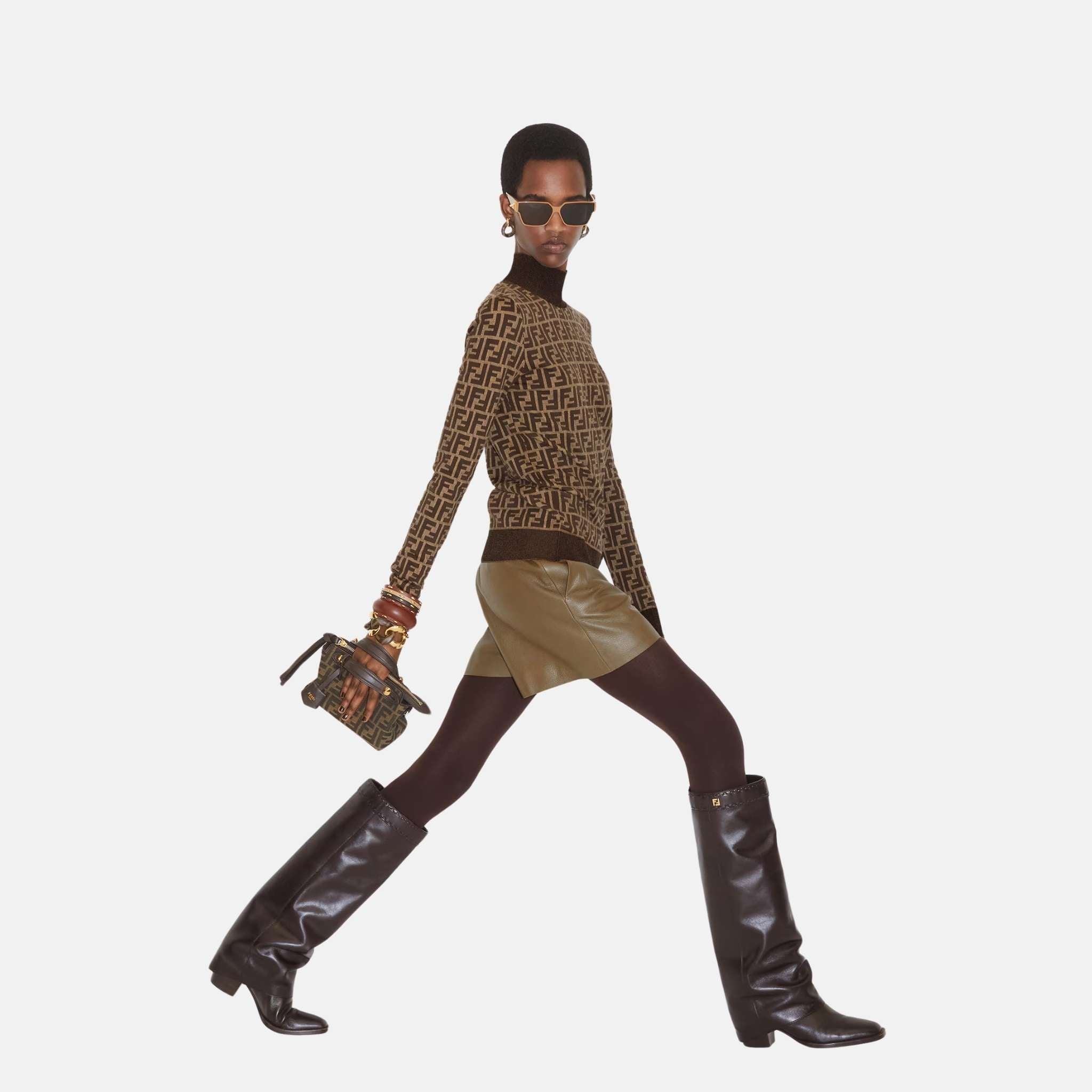 Jumper In Brown FF Cotton