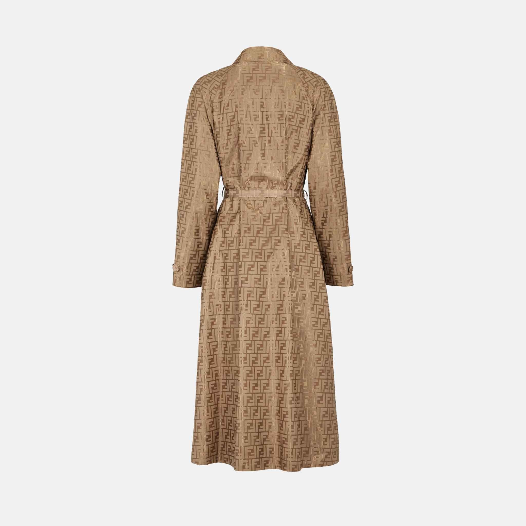 Overcoat In Beige FF Jacquard Fabric Trench
