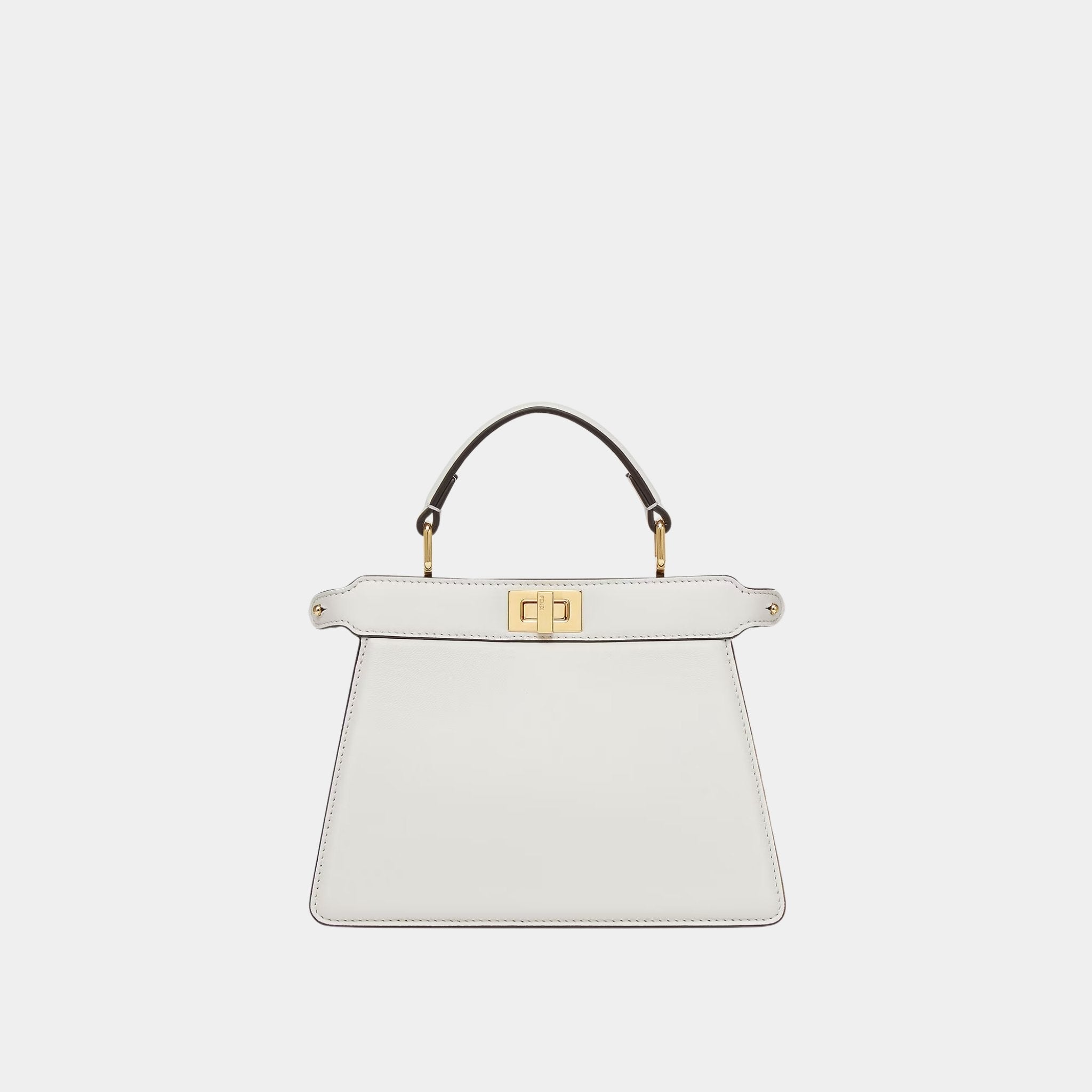 Fendi Peekaboo ISeeU Petite Padded Nappa Leather Bag, White, Front