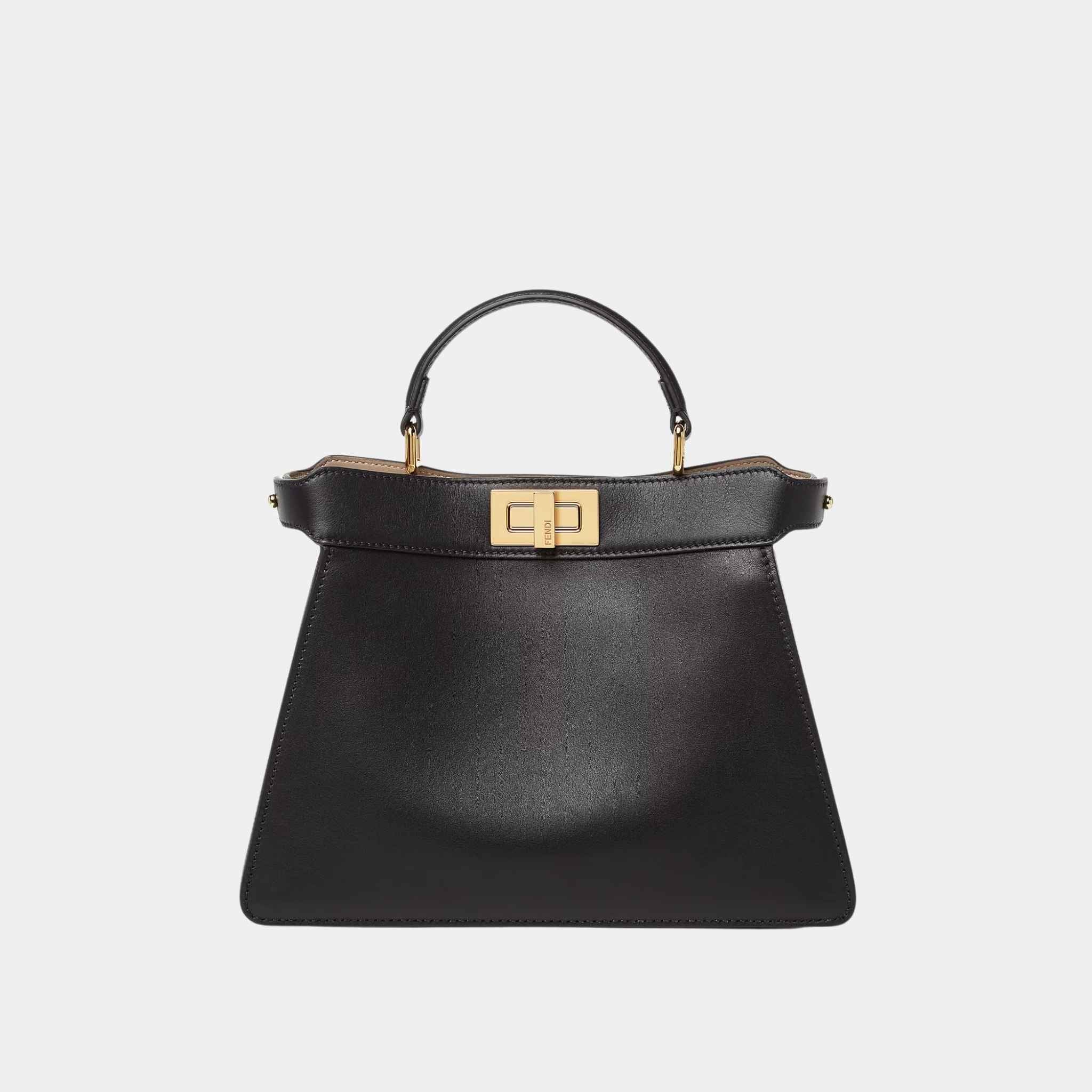 Fendi Peekaboo ISeeU Small Calf Leather Bag, Black, Front