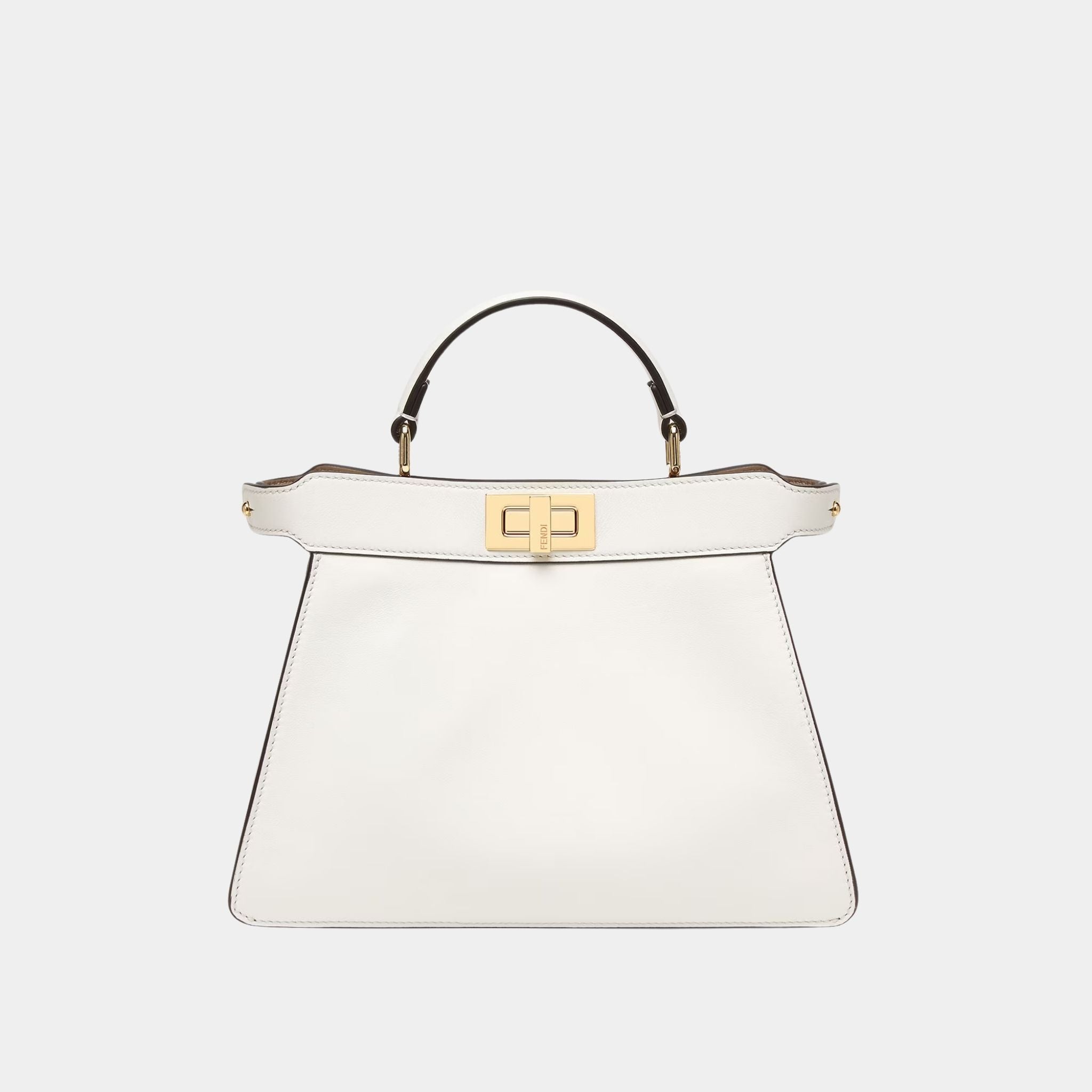 Fendi Peekaboo ISeeU Small Calf Leather Bag, White, Front