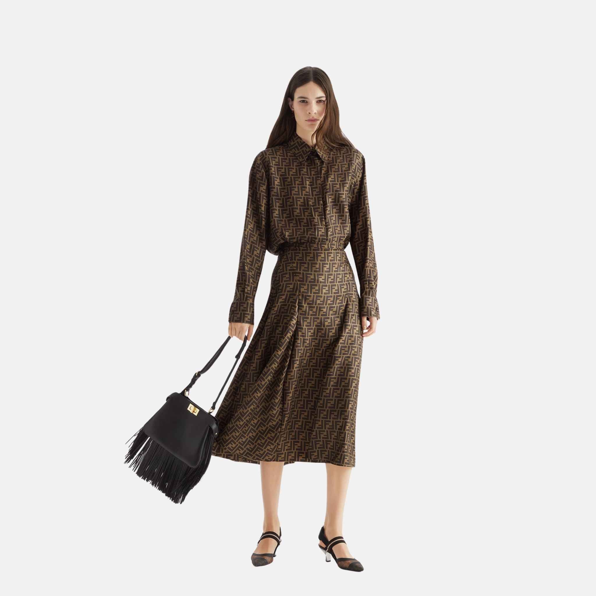 Shirt In Brown FF Silk