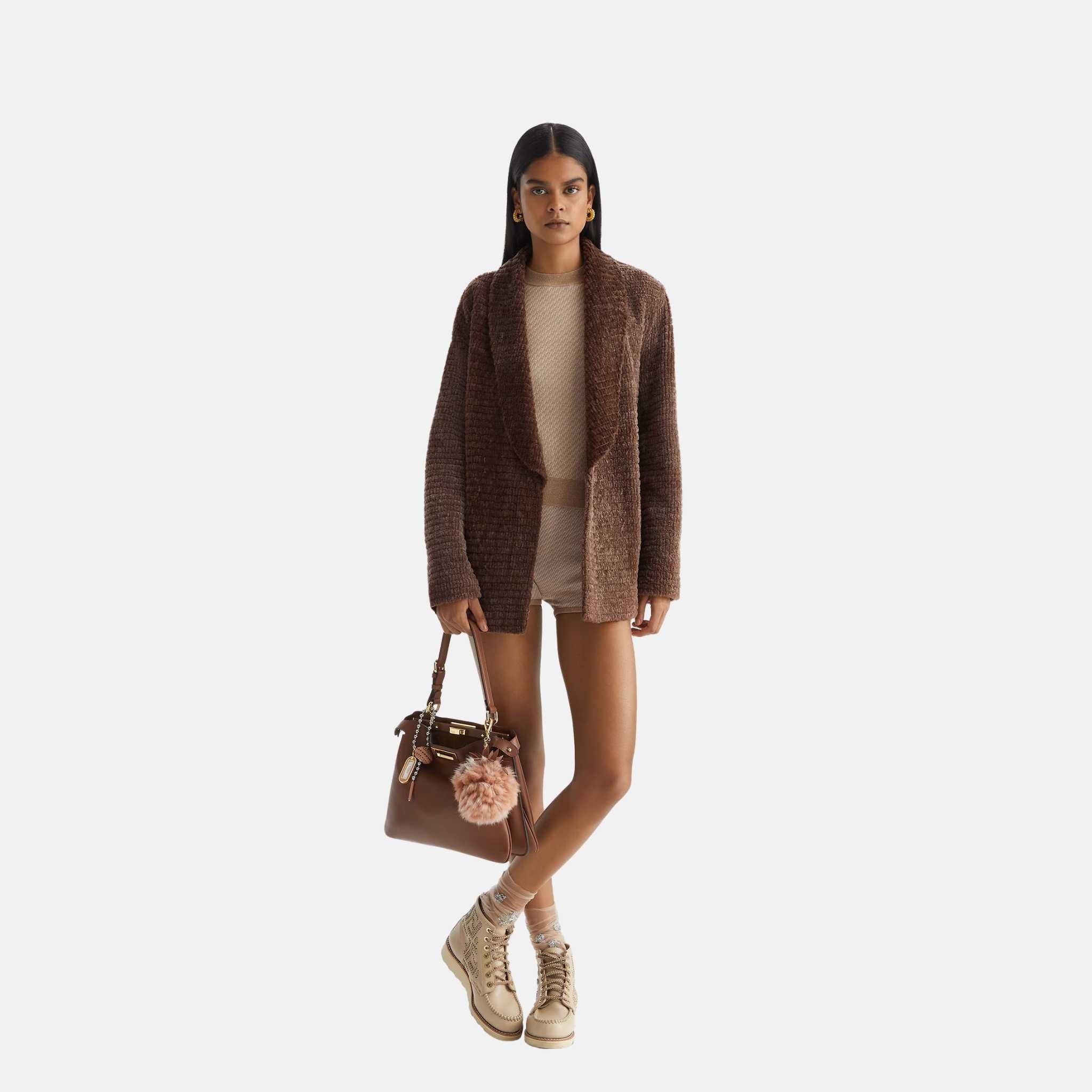 Shorts In Brown FF Wool And Silk