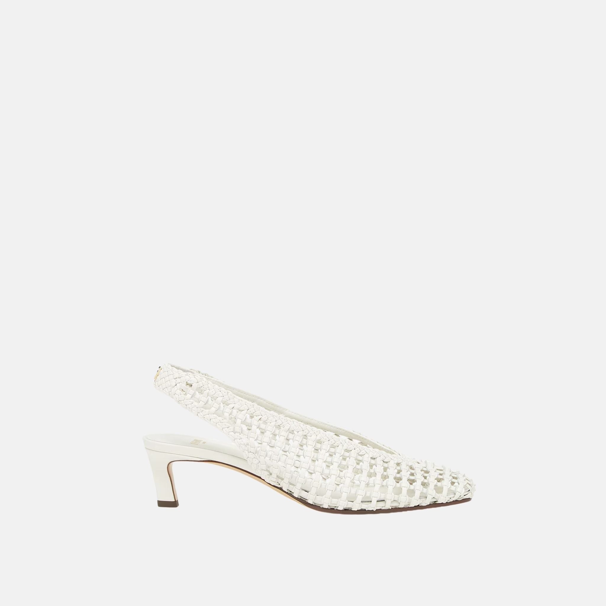 Fendi Slingbacks Leather Low Heeled, White, Side 